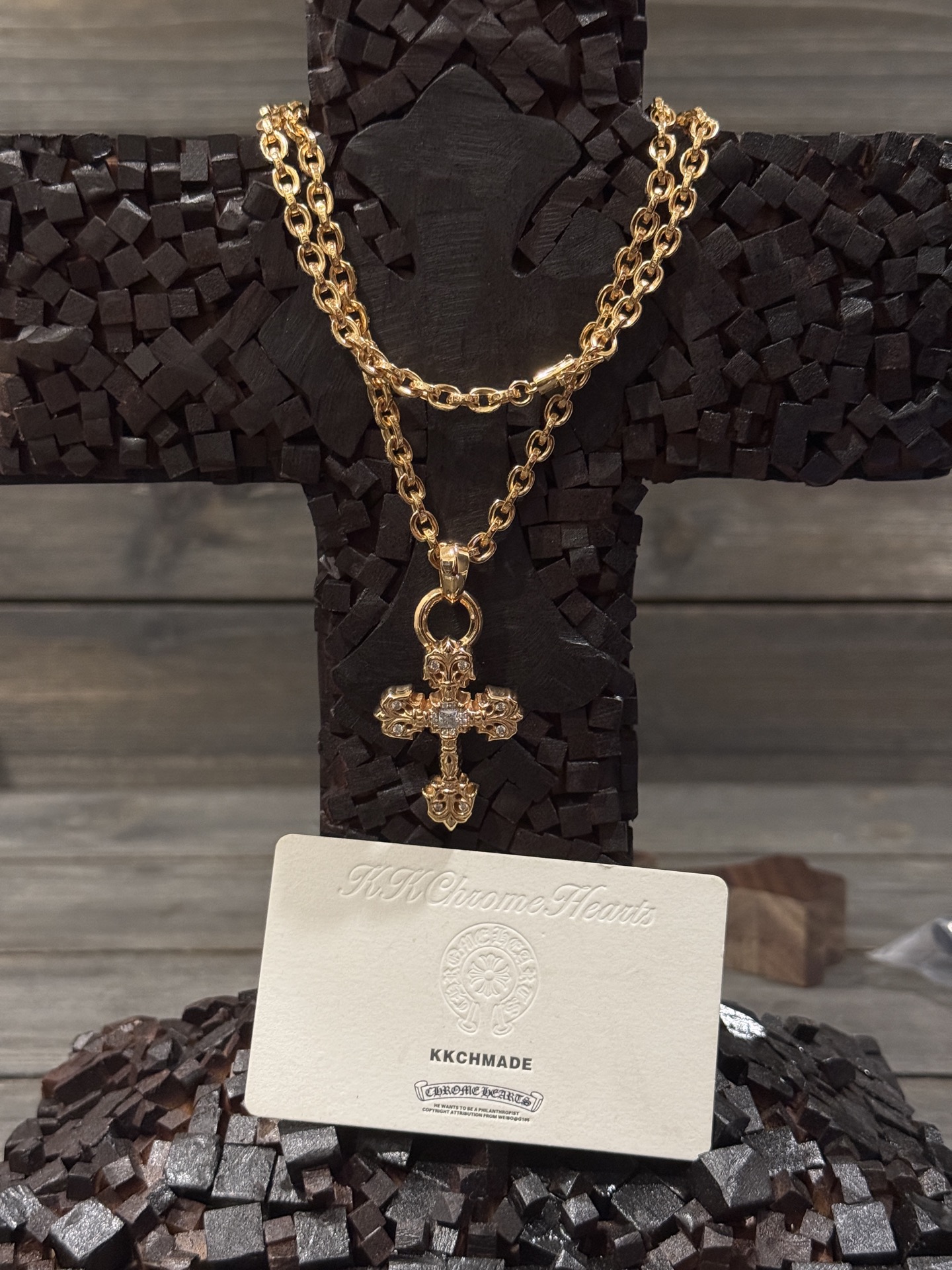Custom Gold-Plated Diamond Setting, Necklace Pendant