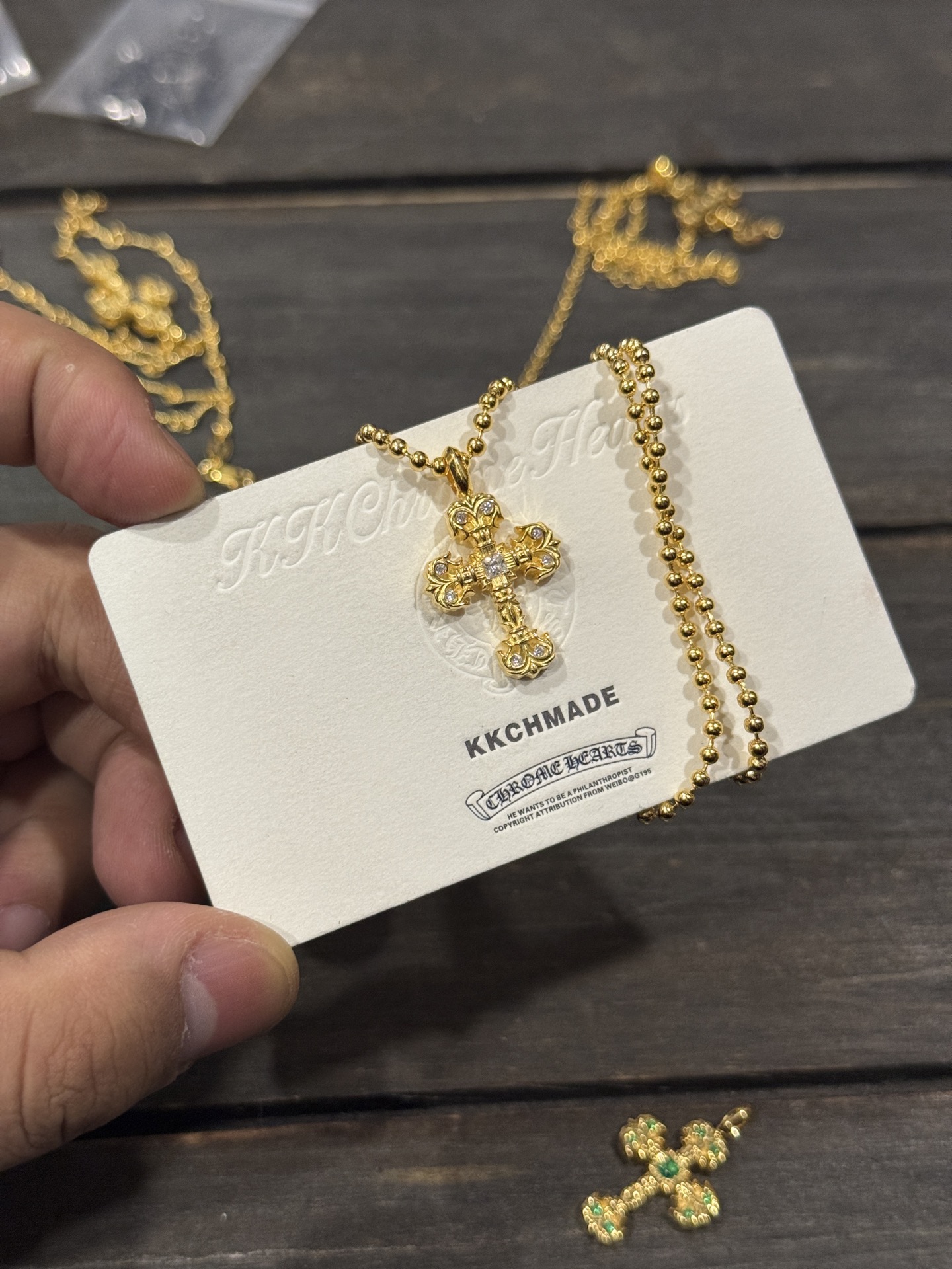 Custom Gold-Plated Diamond Setting, Necklace Pendant