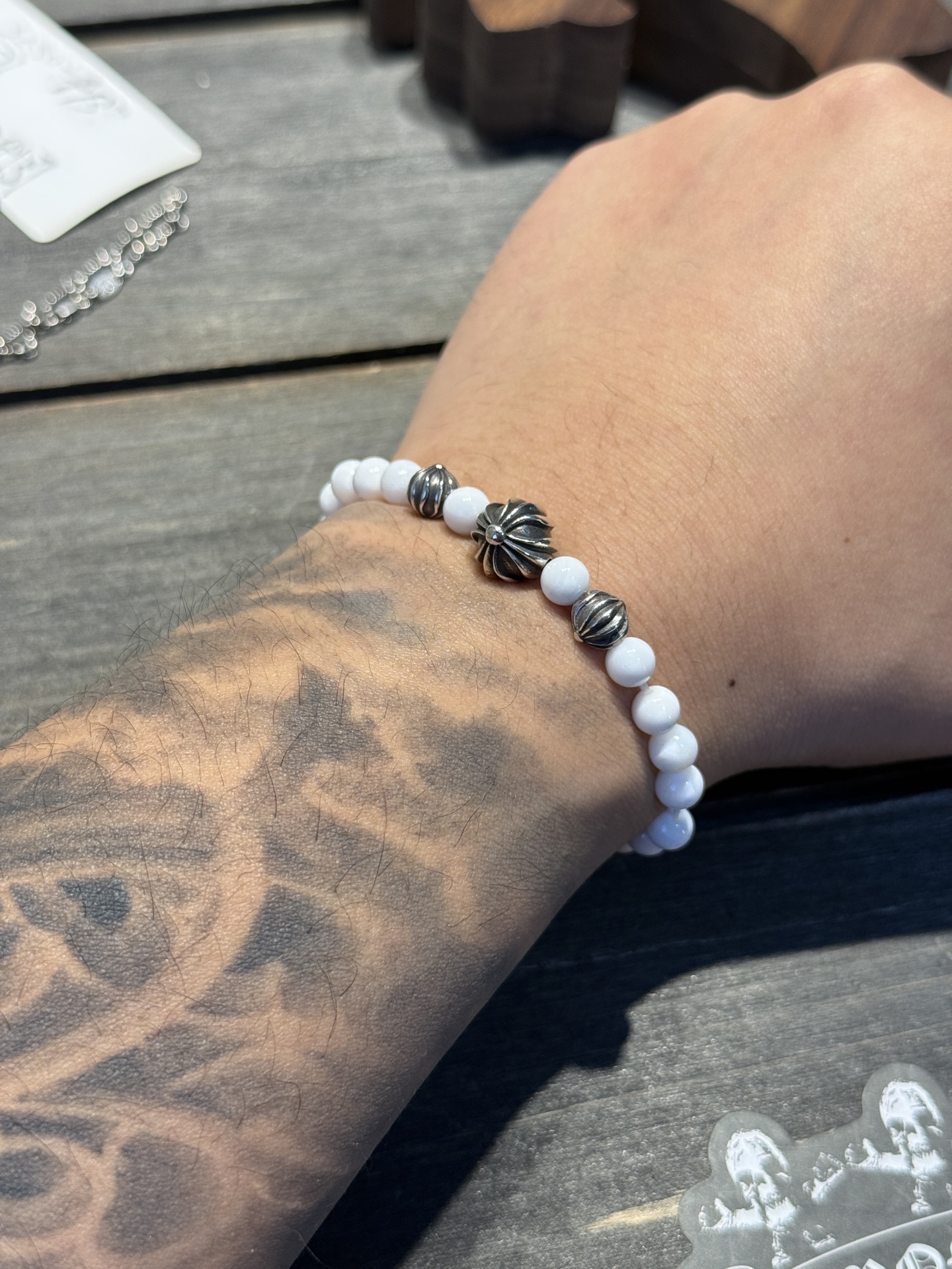 Silver bead bracelet