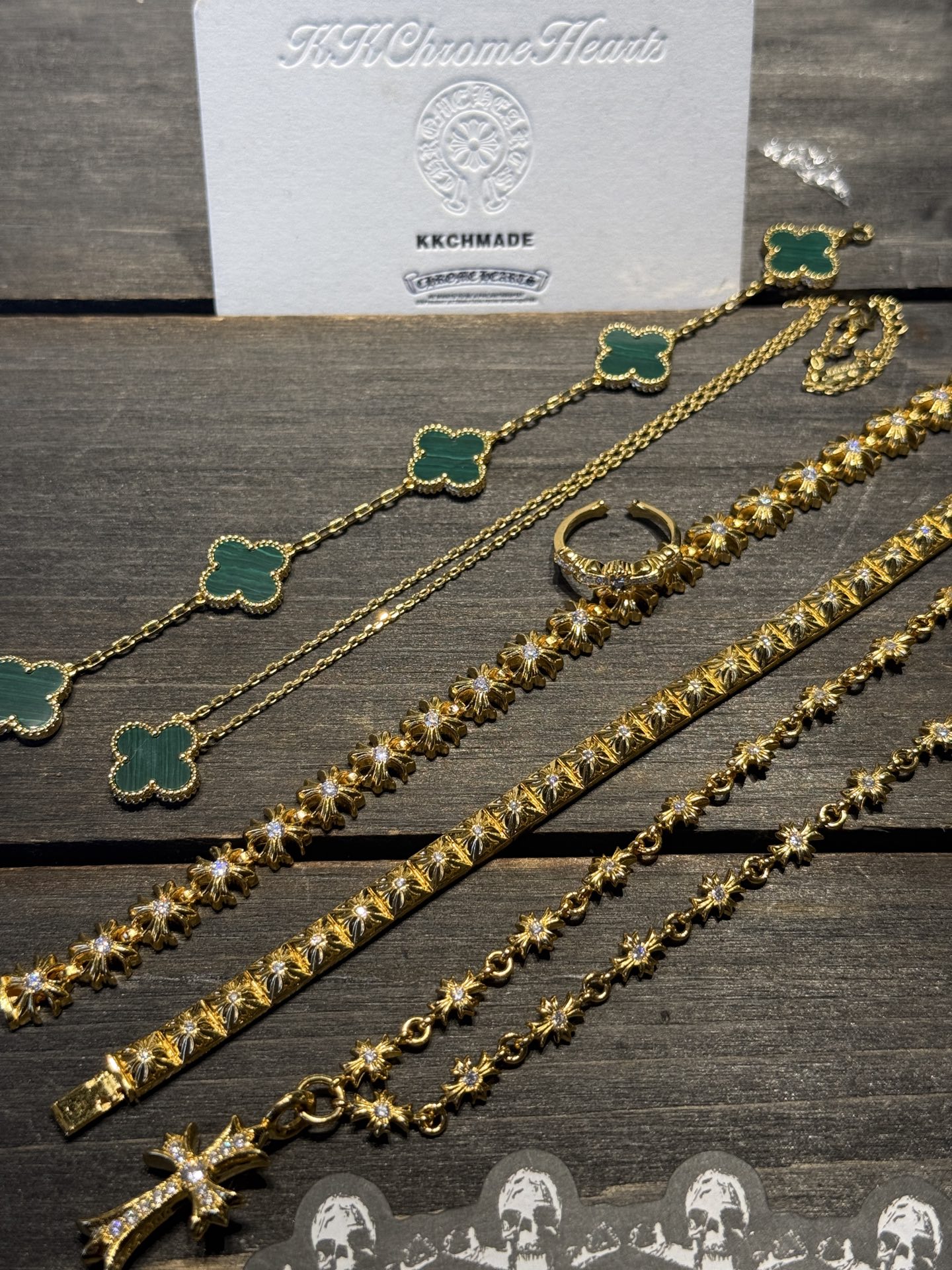 Custom order real photo, VCA bracelet, gold-plated diamond-set custom, VCA necklace