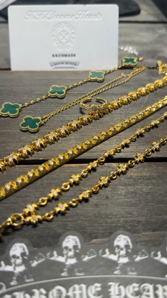 Custom order real photo, VCA bracelet, gold-plated diamond-set custom, VCA necklace