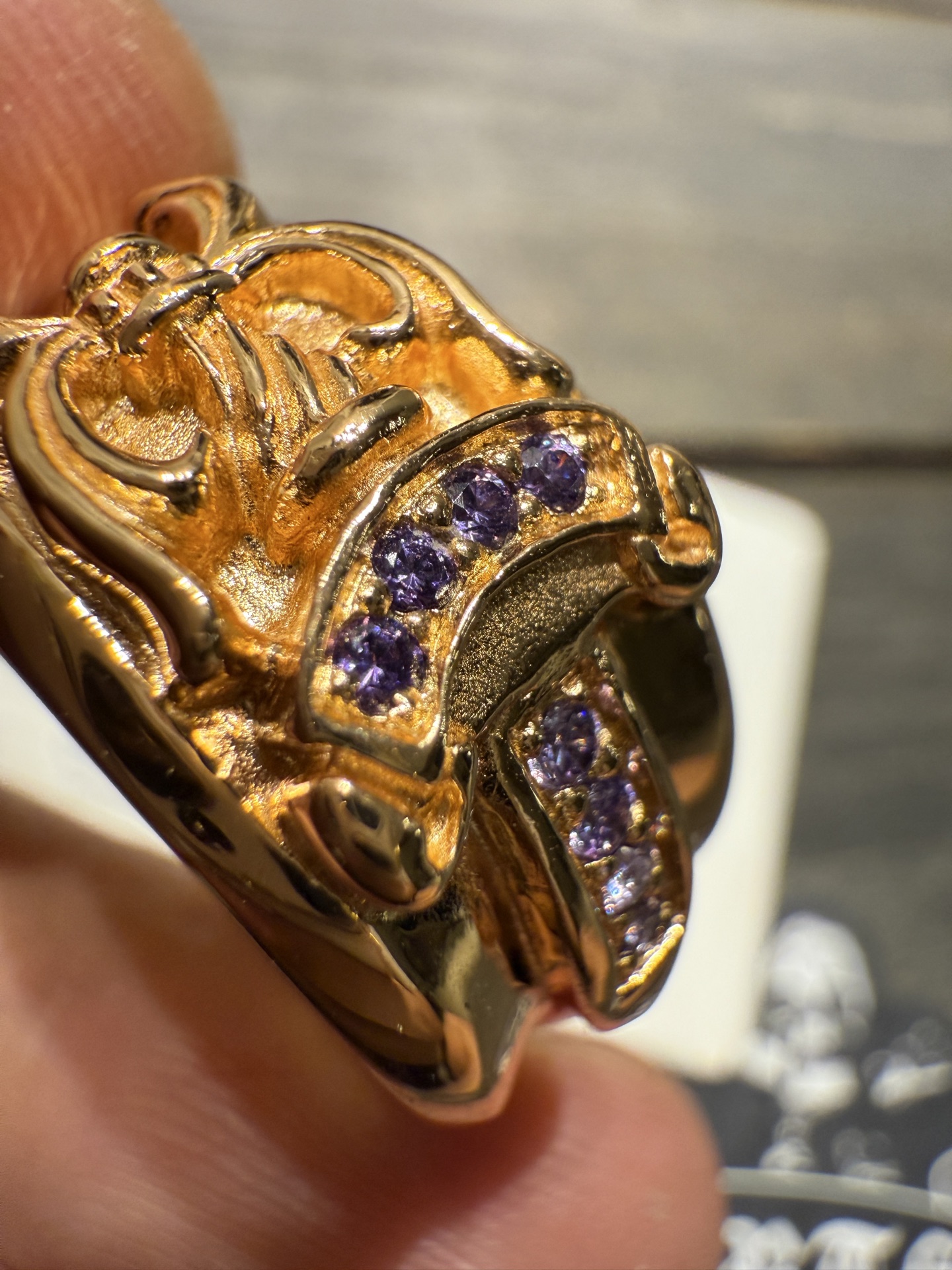 Ring, Custom Gold-Plated Diamond Setting
