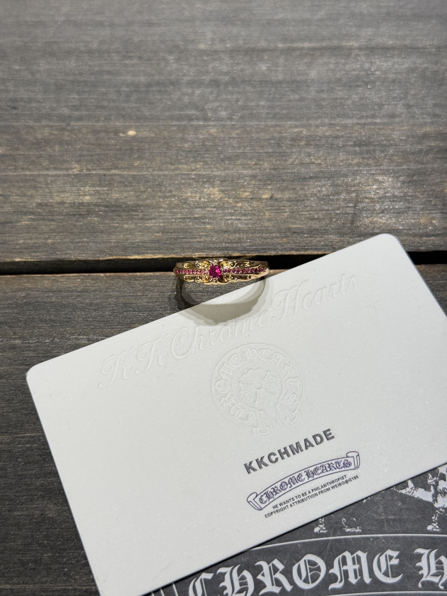Ring, Custom Gold-Plated Diamond Setting
