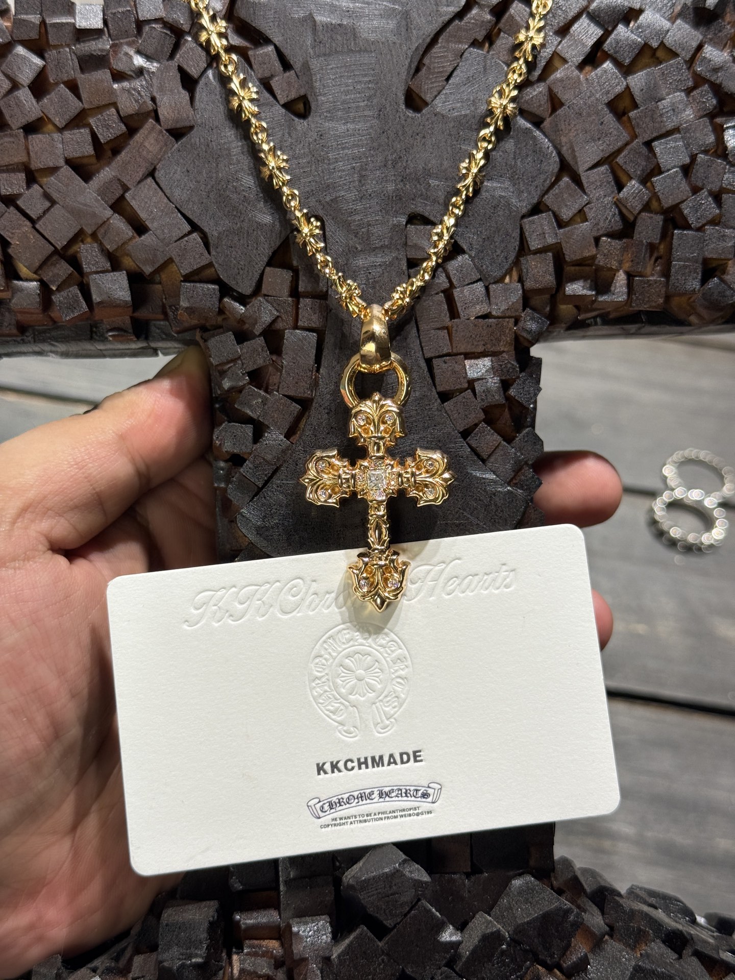 Custom Gold-Plated Diamond Setting, Necklace Pendant