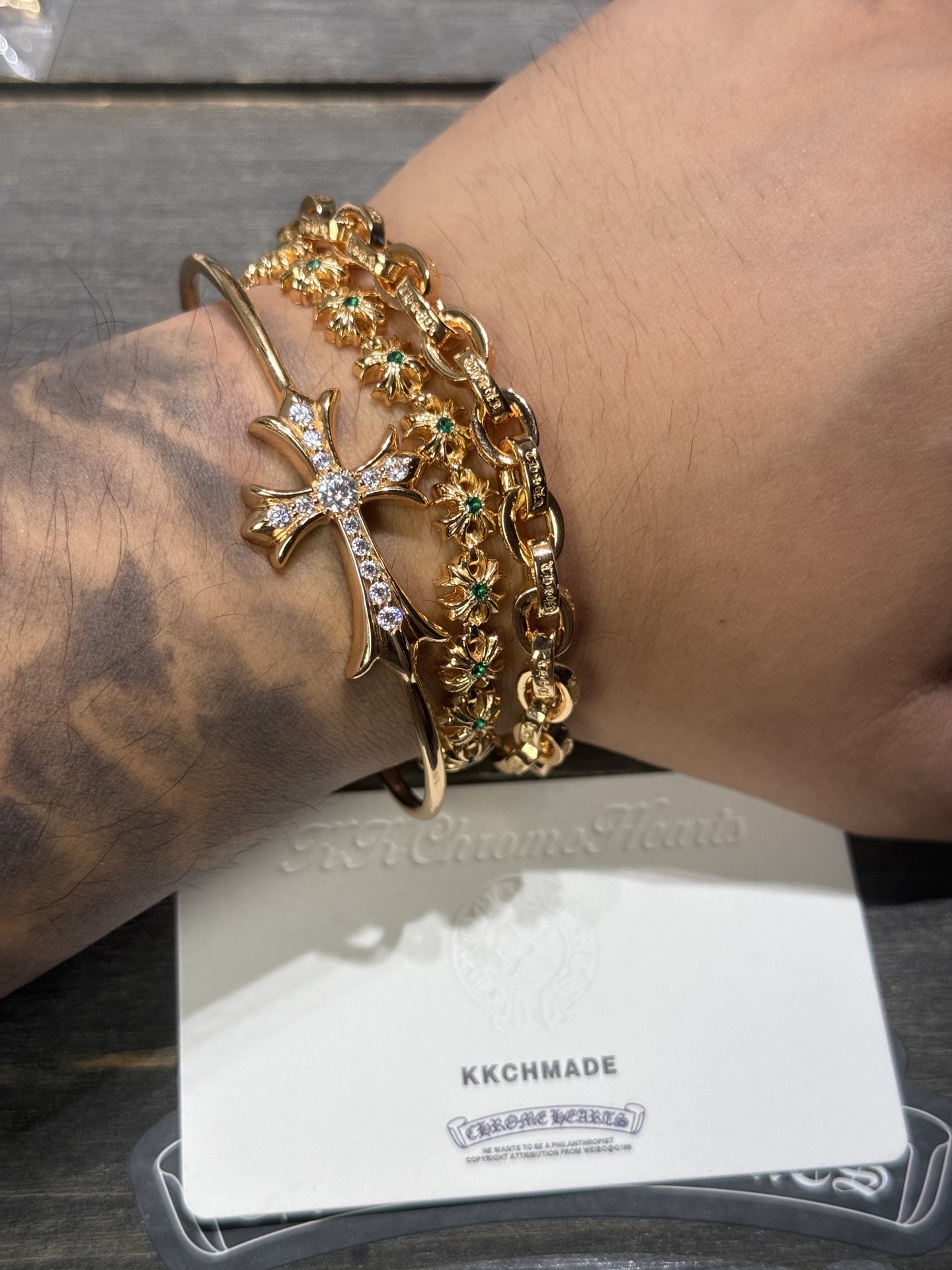 Custom Gold-Plated Diamond Setting, Bracelet Bangle