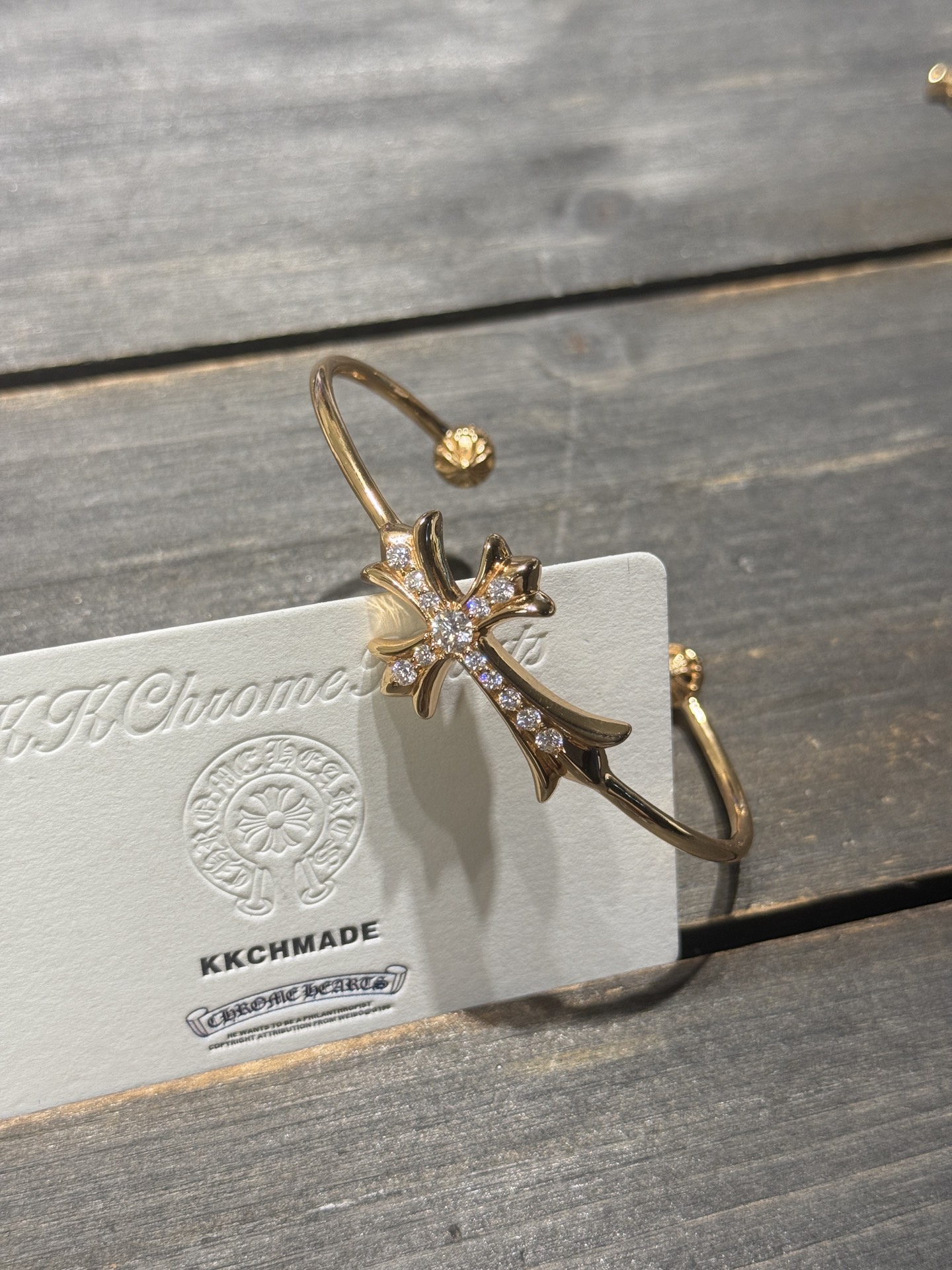 Custom Gold-Plated Diamond Setting, Bracelet Bangle