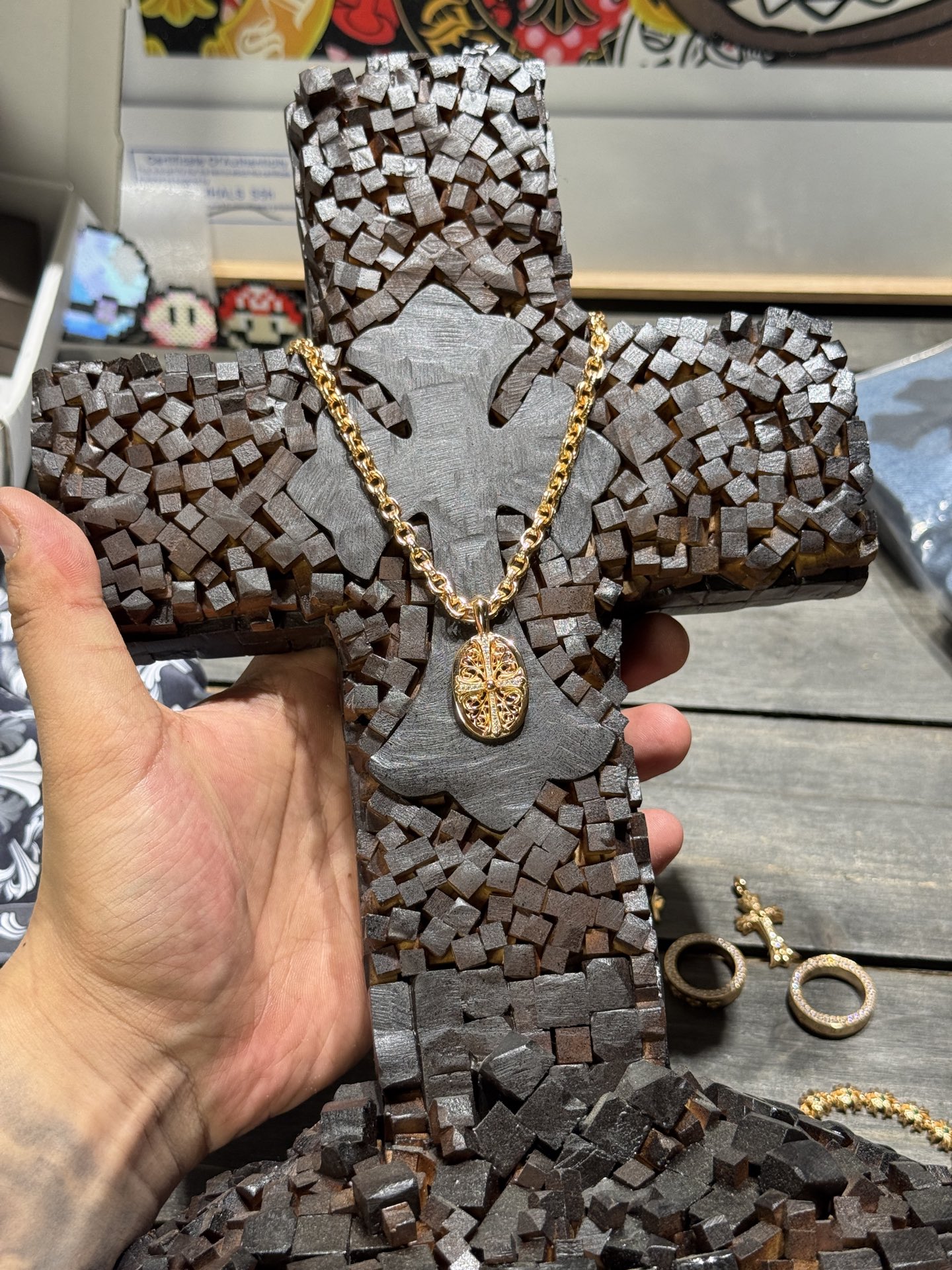 Custom Gold-Plated Diamond Setting, Necklace Pendant
