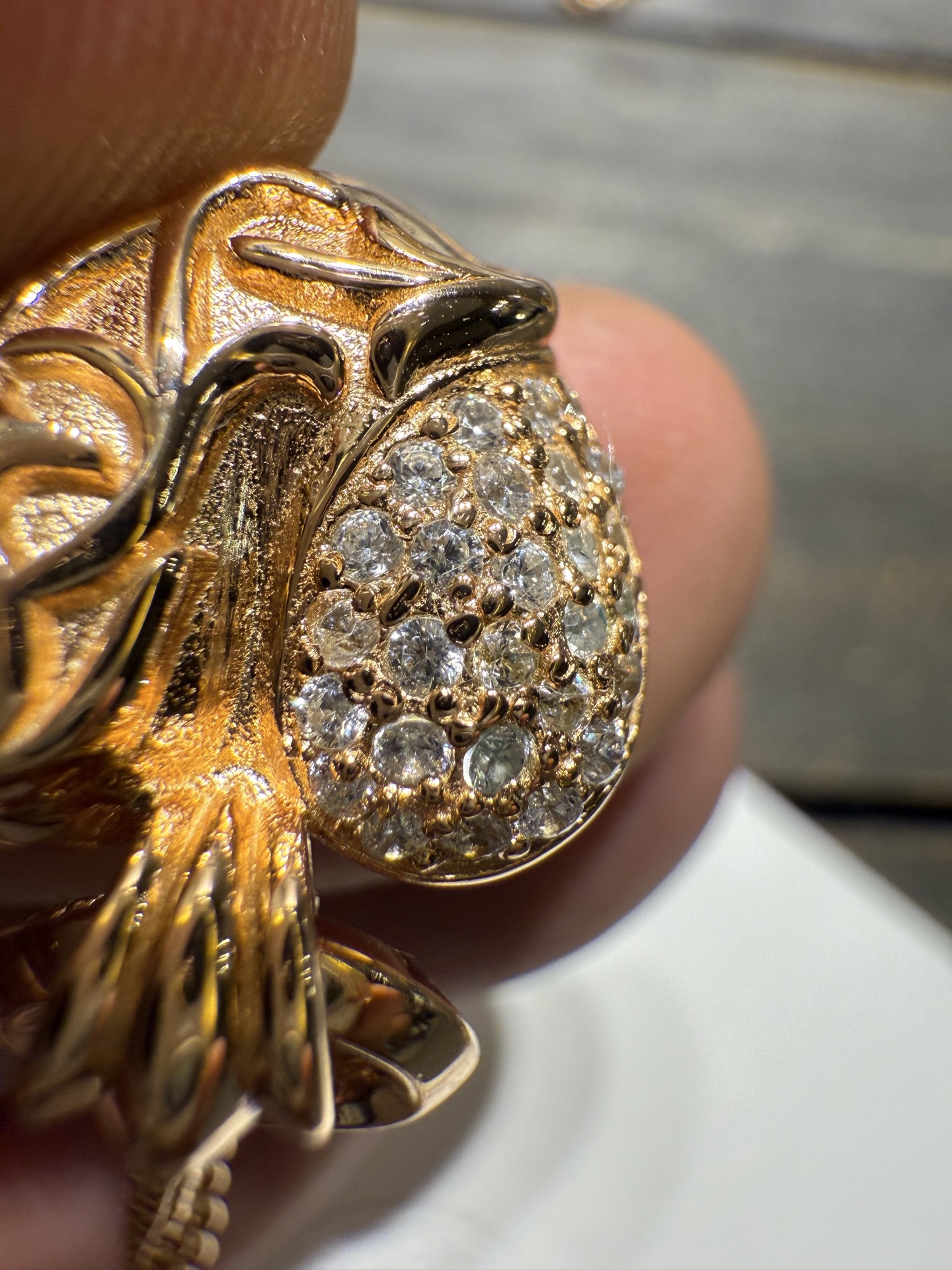 Custom Gold-Plated Diamond Setting, Necklace Pendant