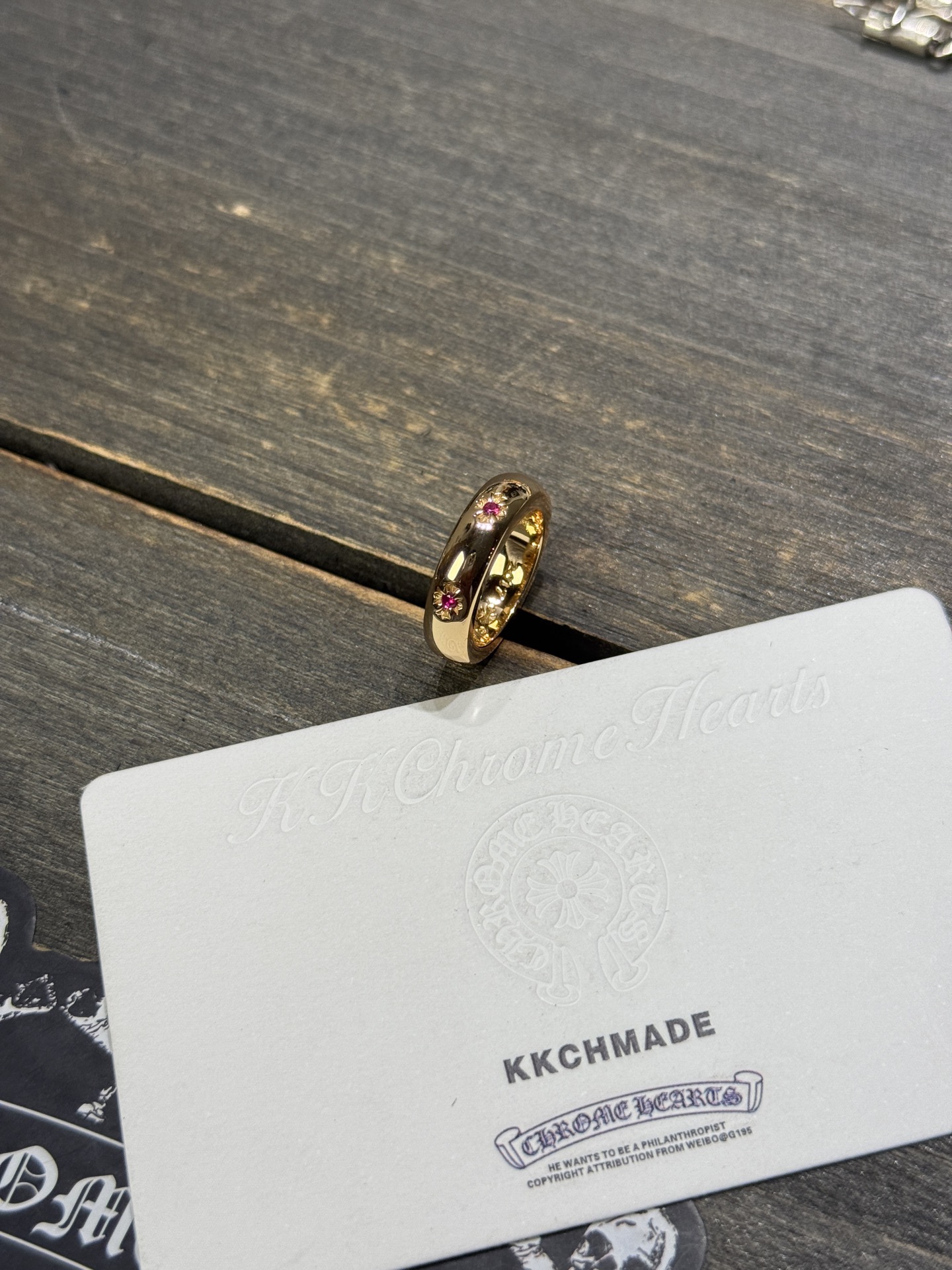 Ring, Custom Gold-Plated Diamond Setting