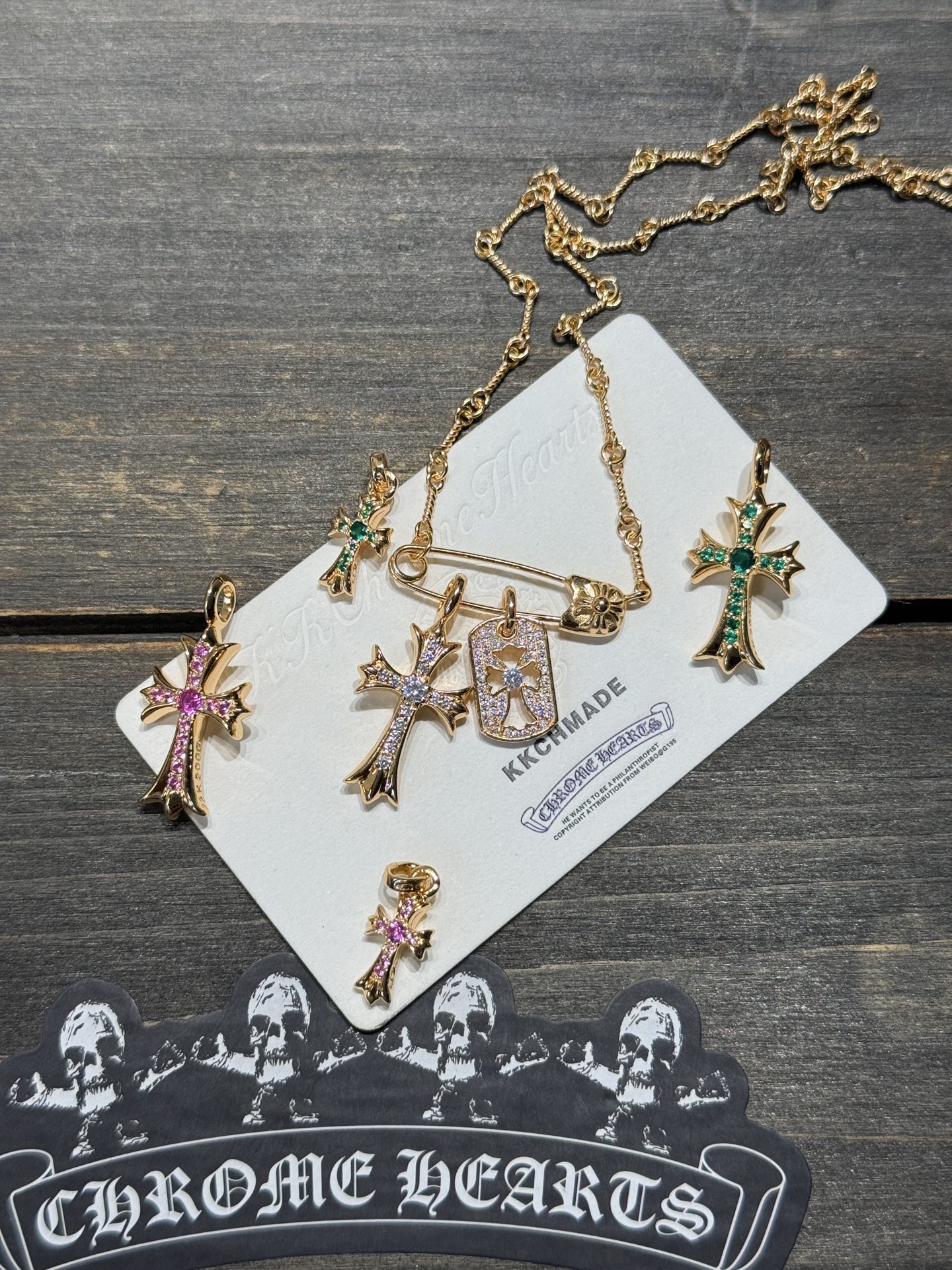 Gold-plated diamond-set customization, 22k real gold customization, necklace pendant
