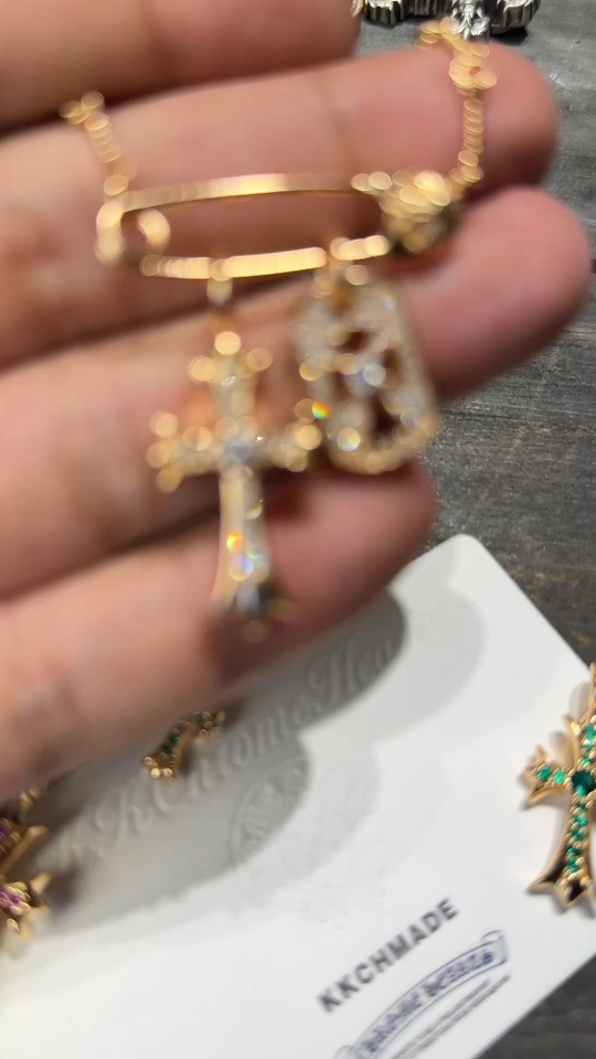 Gold-plated diamond-set customization, 22k real gold customization, necklace pendant