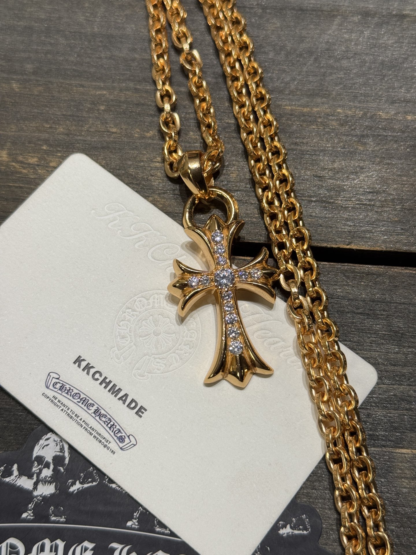 Gold-plated diamond-set customization, 22k real gold customization, necklace pendant