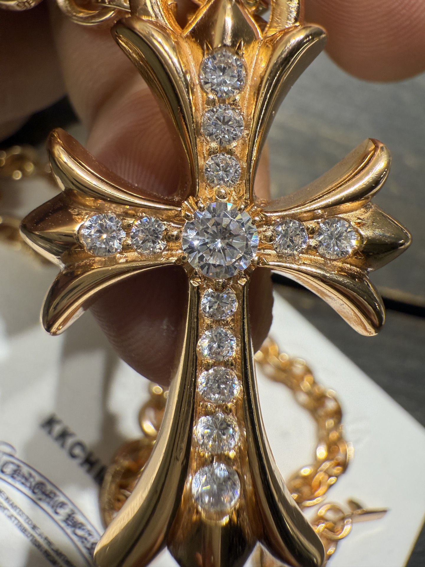 Gold-plated diamond-set customization, 22k real gold customization, necklace pendant