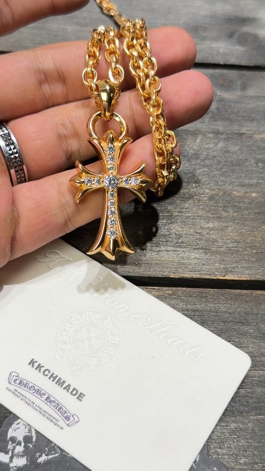 Gold-plated diamond-set customization, 22k real gold customization, necklace pendant