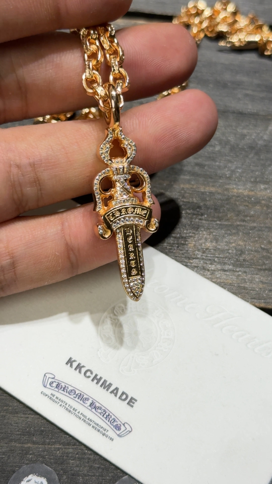 Gold-plated diamond-set customization, 22k real gold customization, necklace pendant