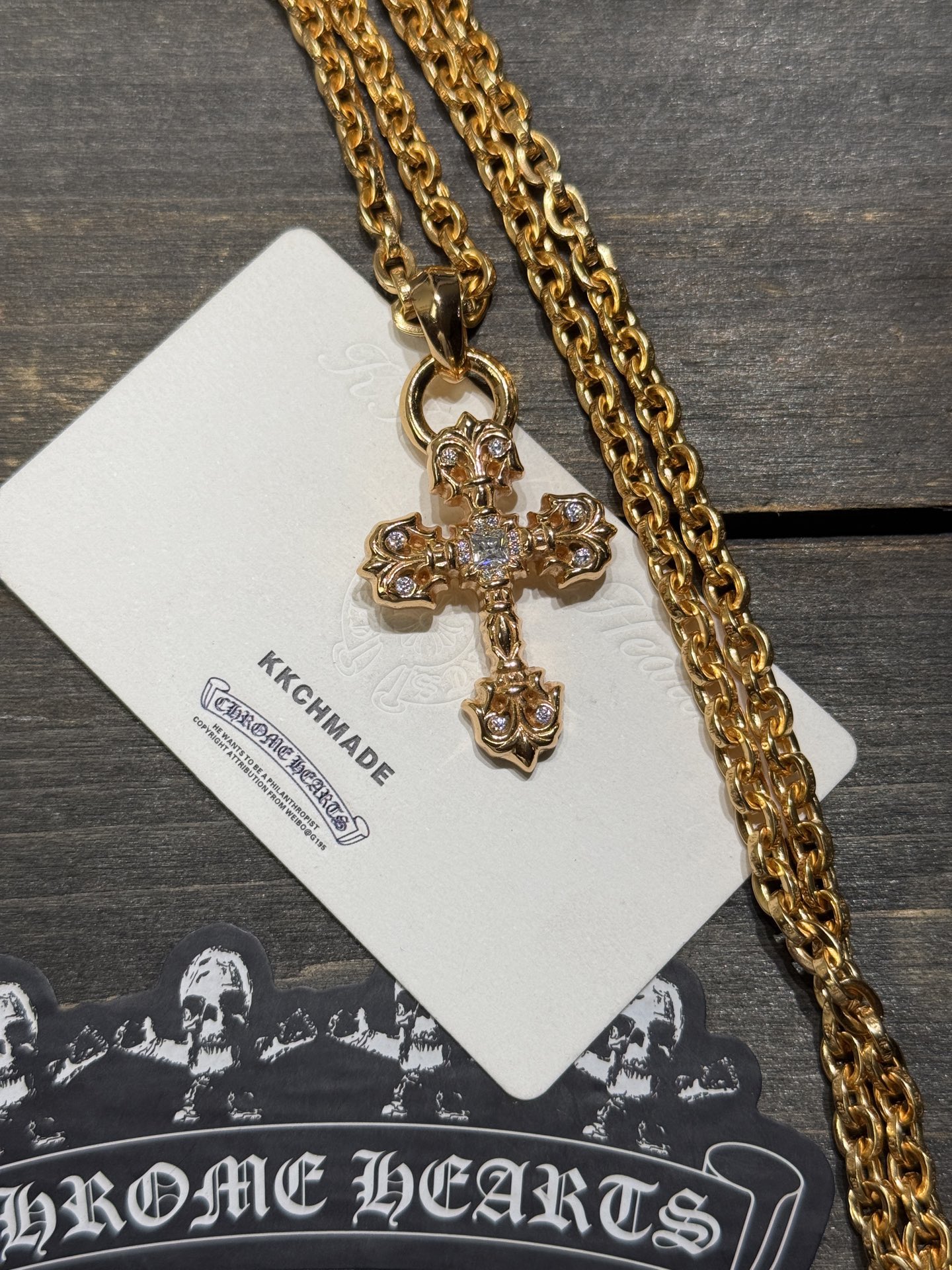 Gold-plated diamond-set customization, 22k real gold customization, necklace pendant