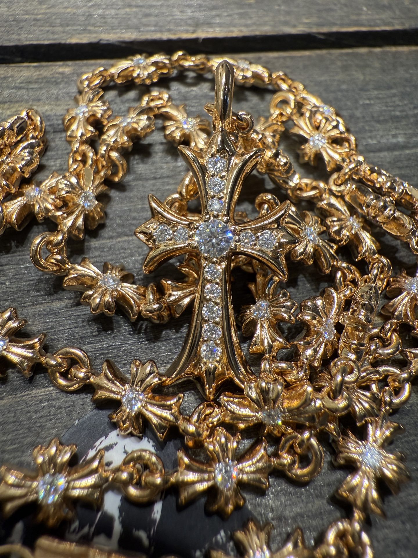 Gold-plated diamond-set customization, 22k real gold customization, necklace pendant