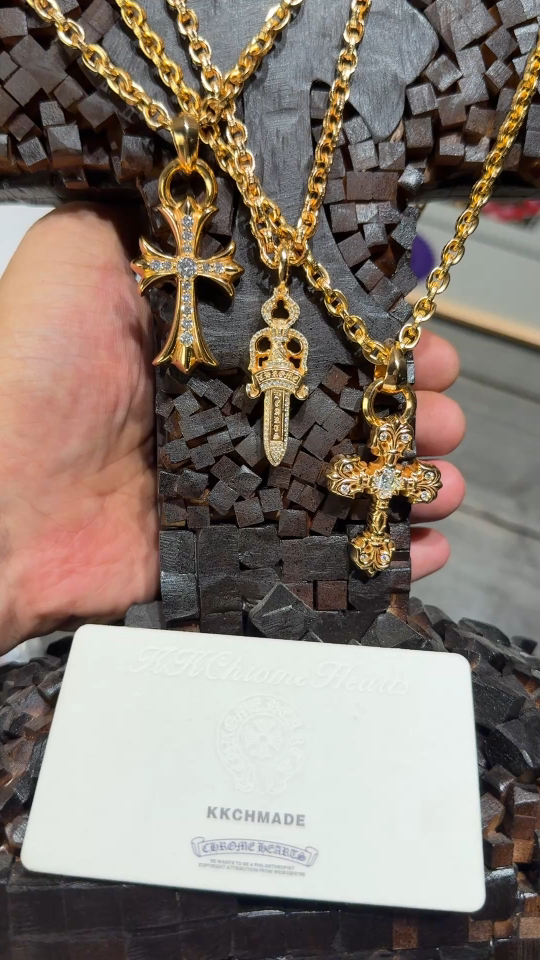 Gold-plated diamond-set customization, 22k real gold customization, necklace pendant