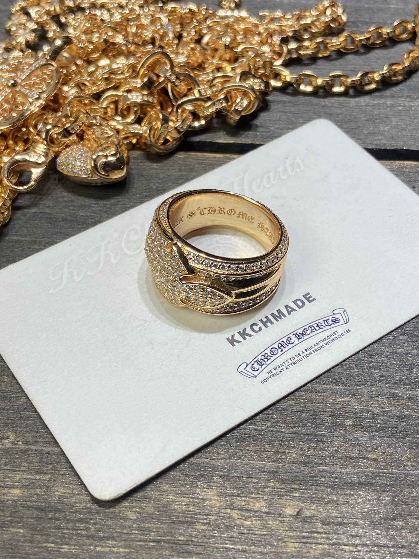 Ring, Gold-Plated Diamond Custom, Custom 22k Solid Gold