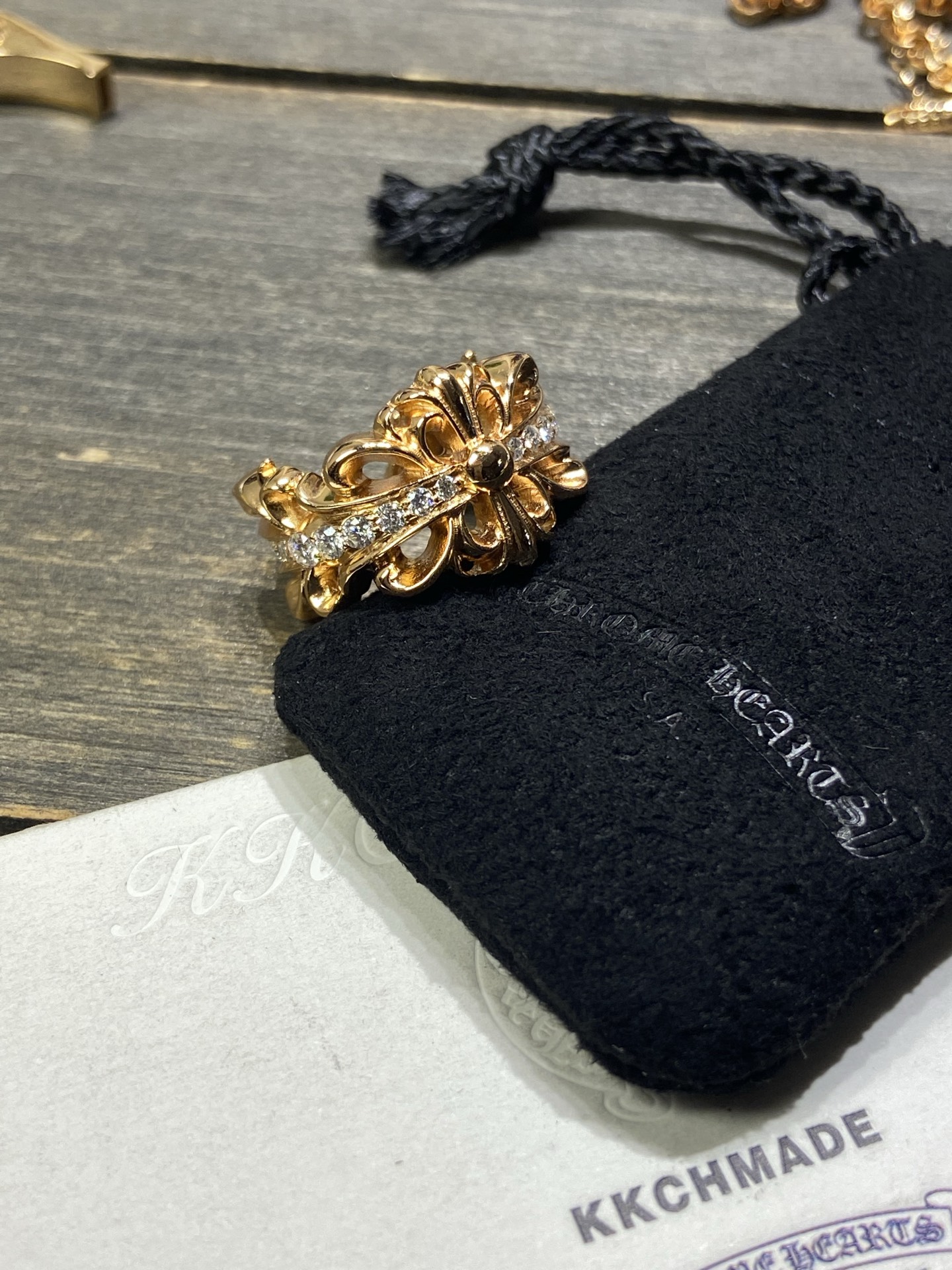 Ring, Gold-Plated Diamond Custom, Custom 22k Solid Gold