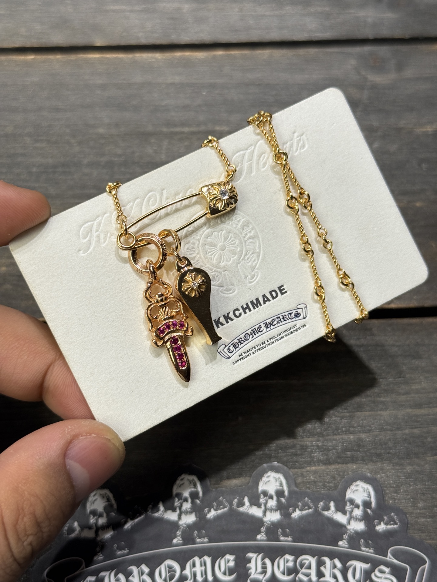 Custom Gold-Plated Diamond Setting, Necklace Pendant