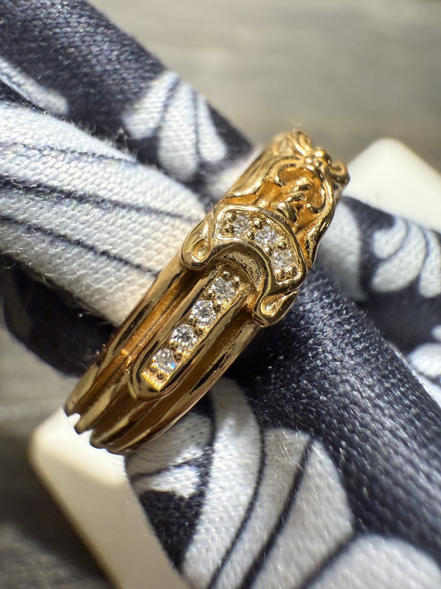 Ring, Gold-Plated Diamond Custom, Custom 22k Solid Gold
