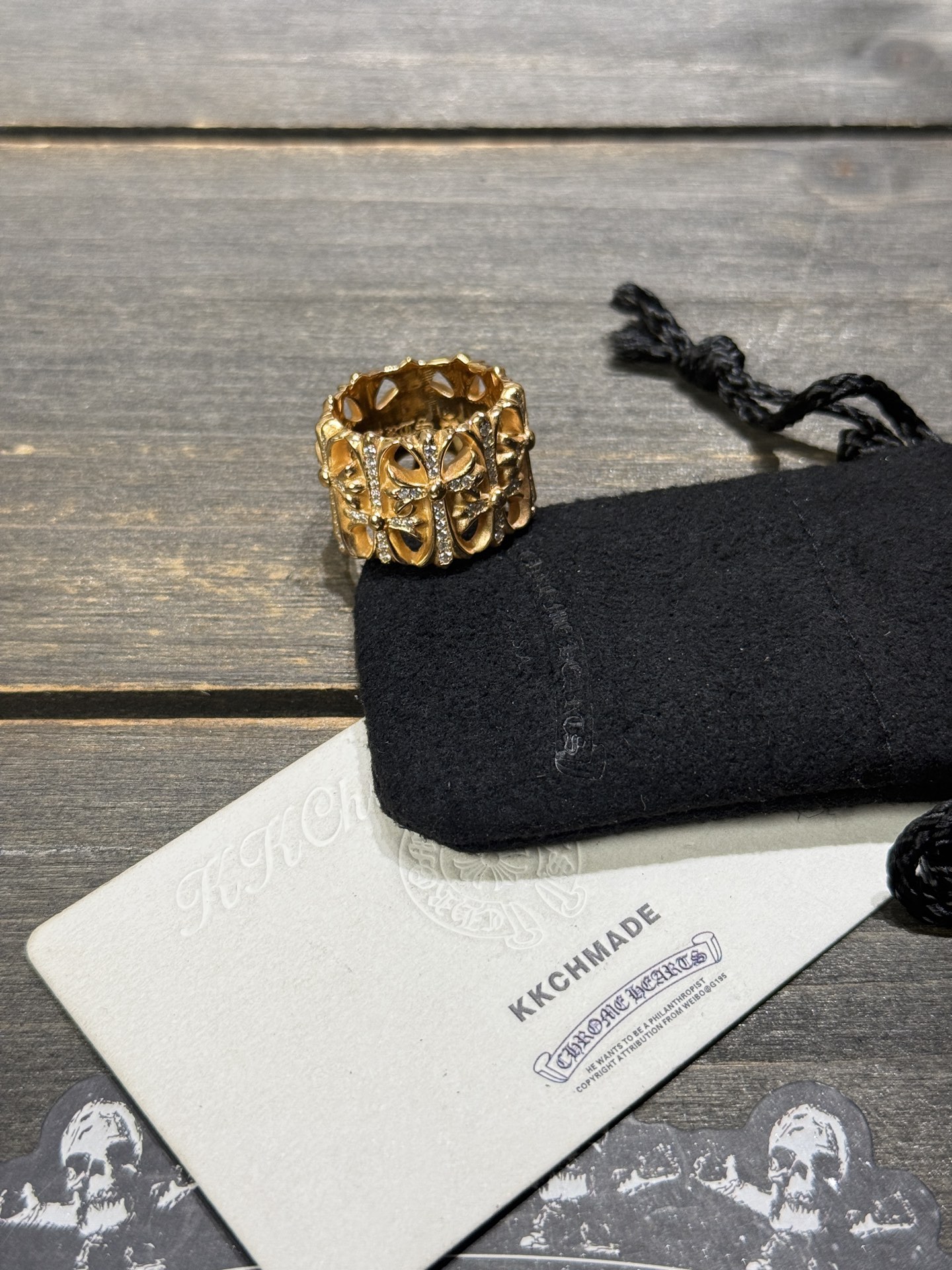 Ring, Custom Gold-Plated Diamond Setting