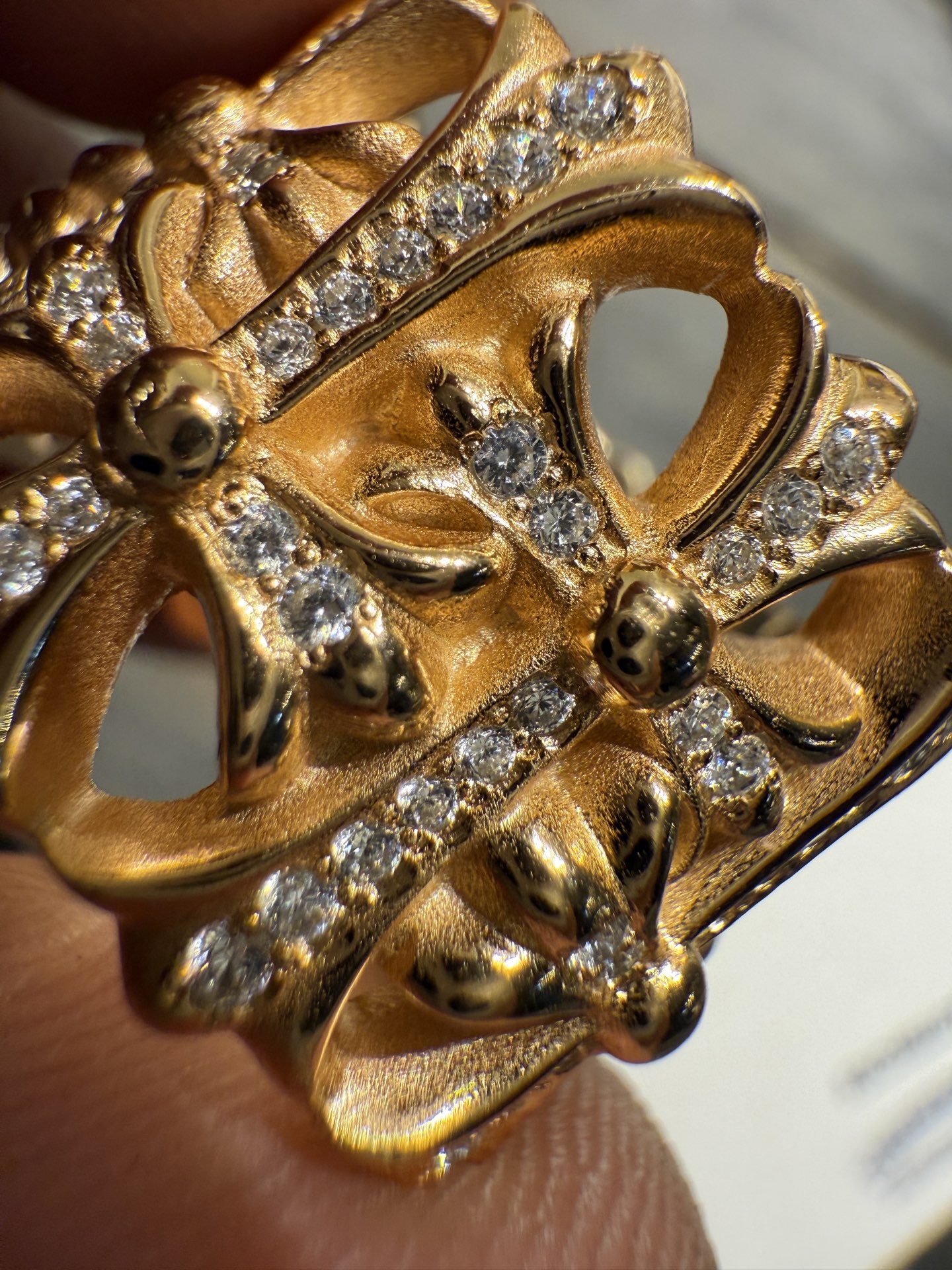 Ring, Custom Gold-Plated Diamond Setting