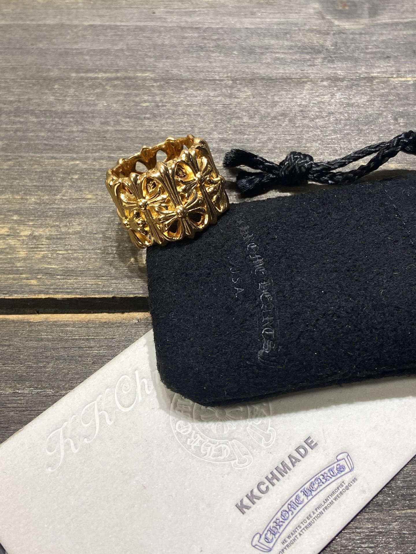 Ring, Custom Gold-Plated Diamond Setting
