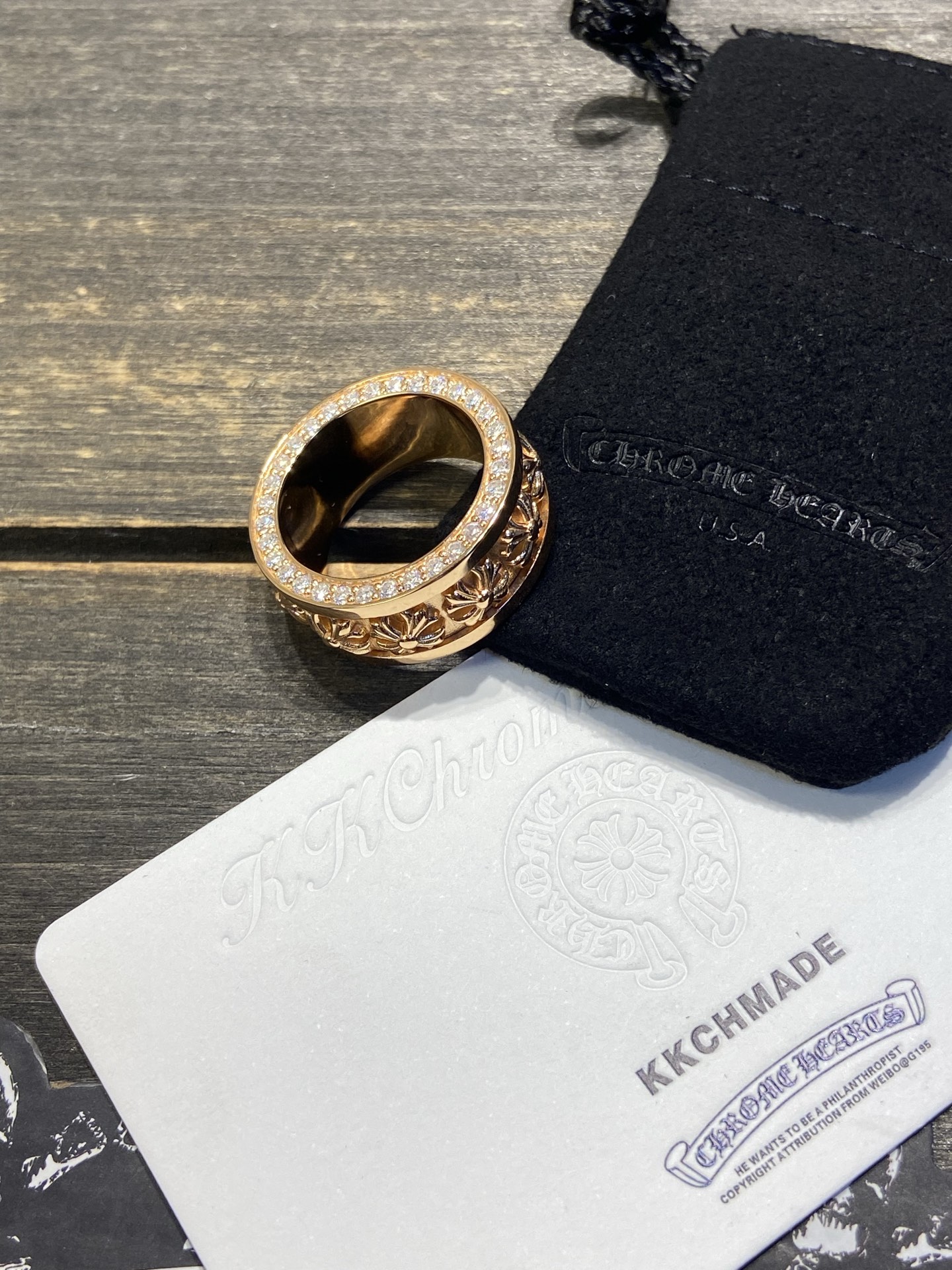 Ring, Custom Gold-Plated Diamond Setting