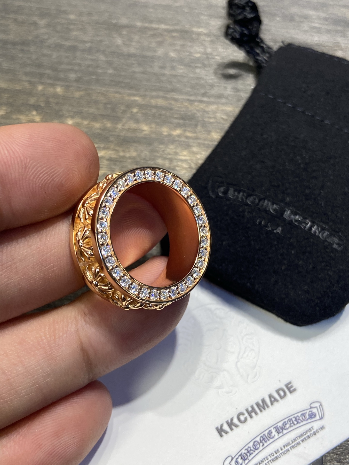 Ring, Custom Gold-Plated Diamond Setting