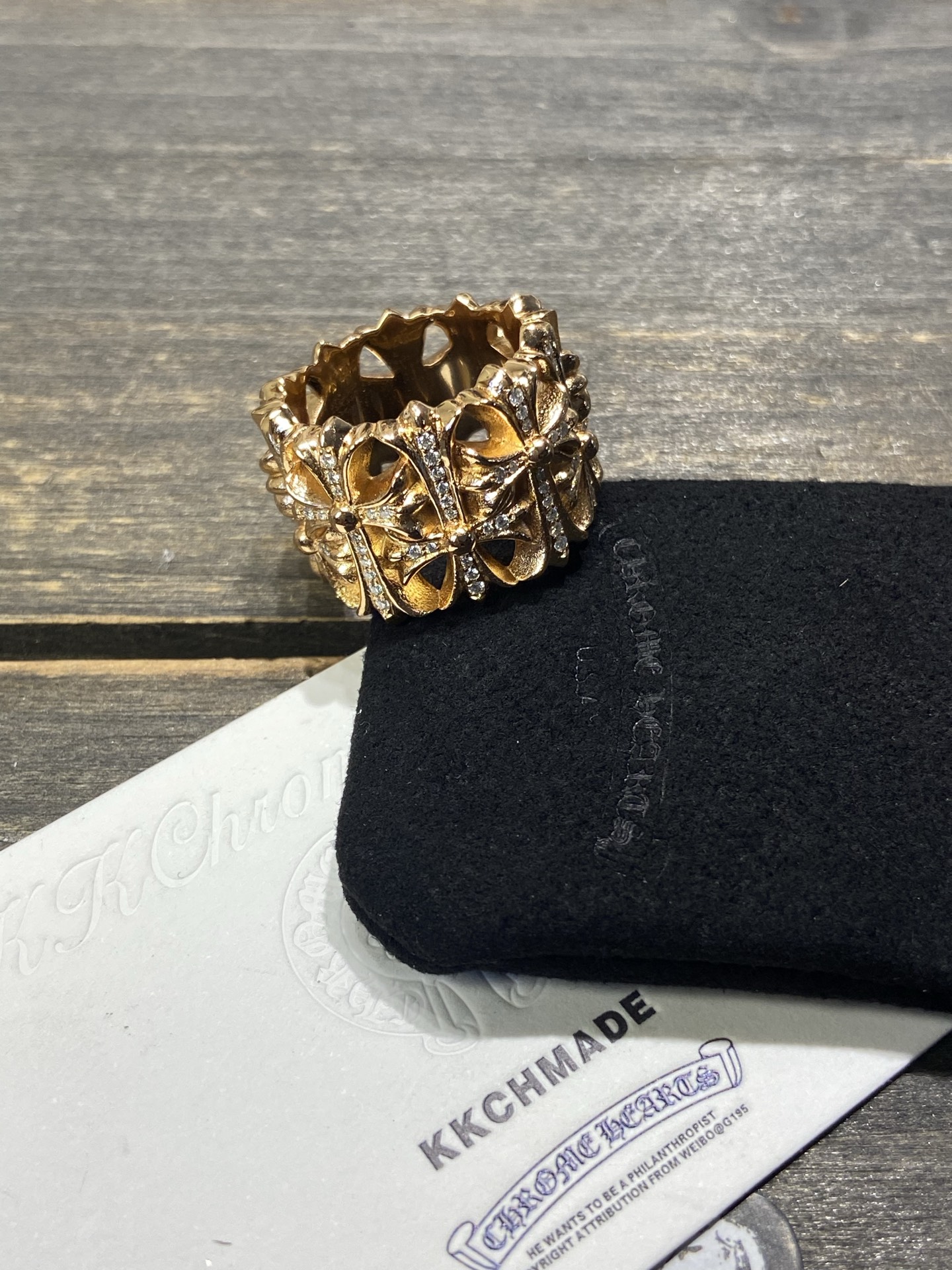 Ring, Gold-Plated Diamond Custom, Custom 22k Solid Gold