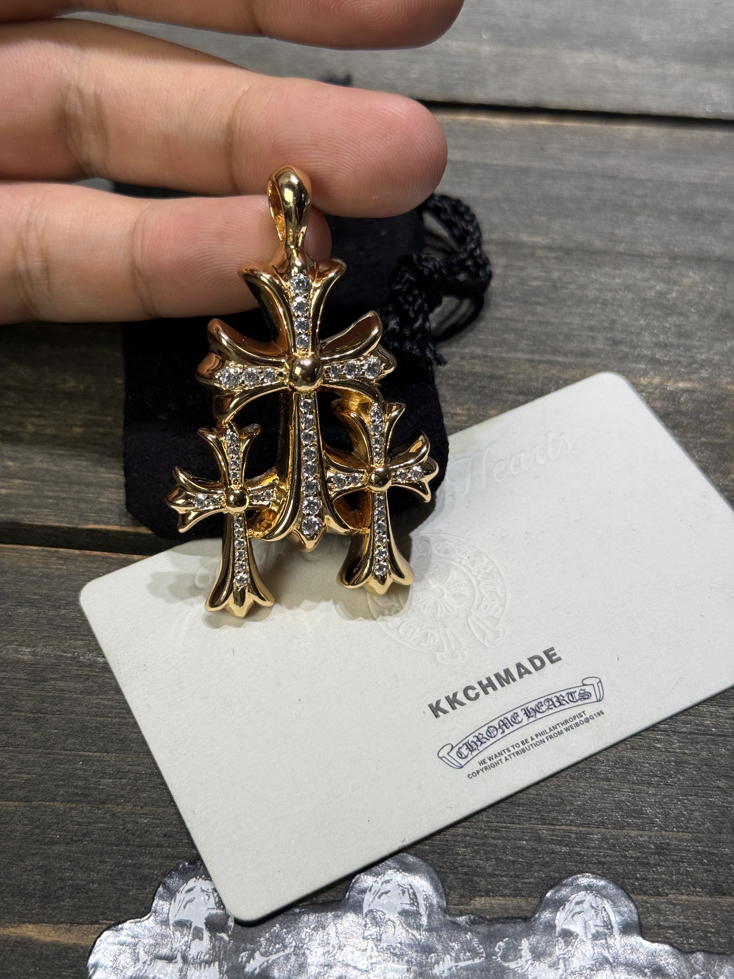 Custom Gold-Plated Diamond Setting, Necklace Pendant