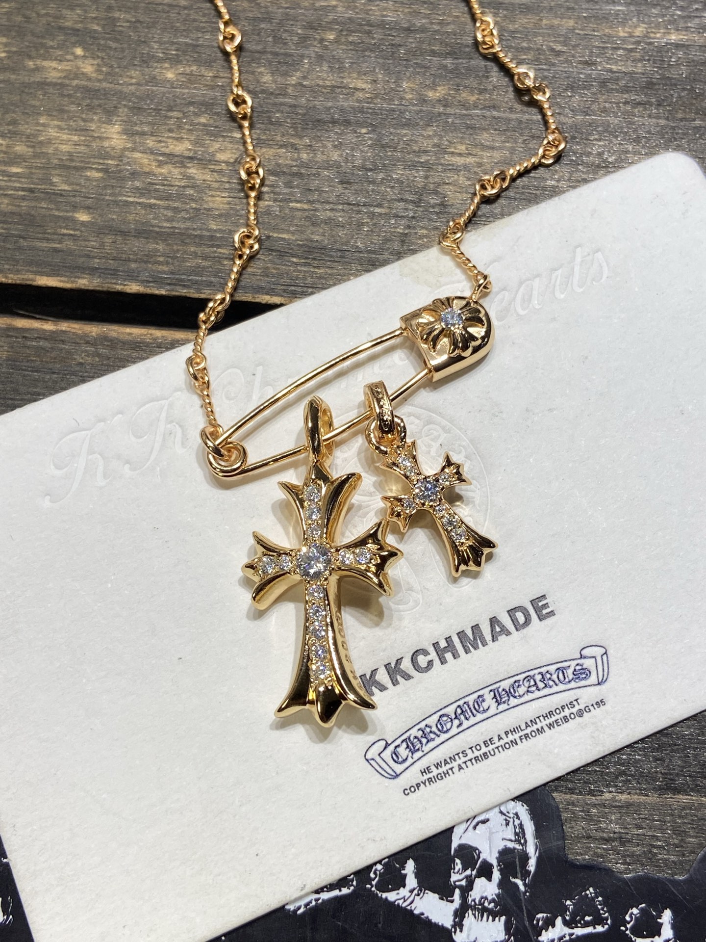 Custom Gold-Plated Diamond Setting, Necklace Pendant