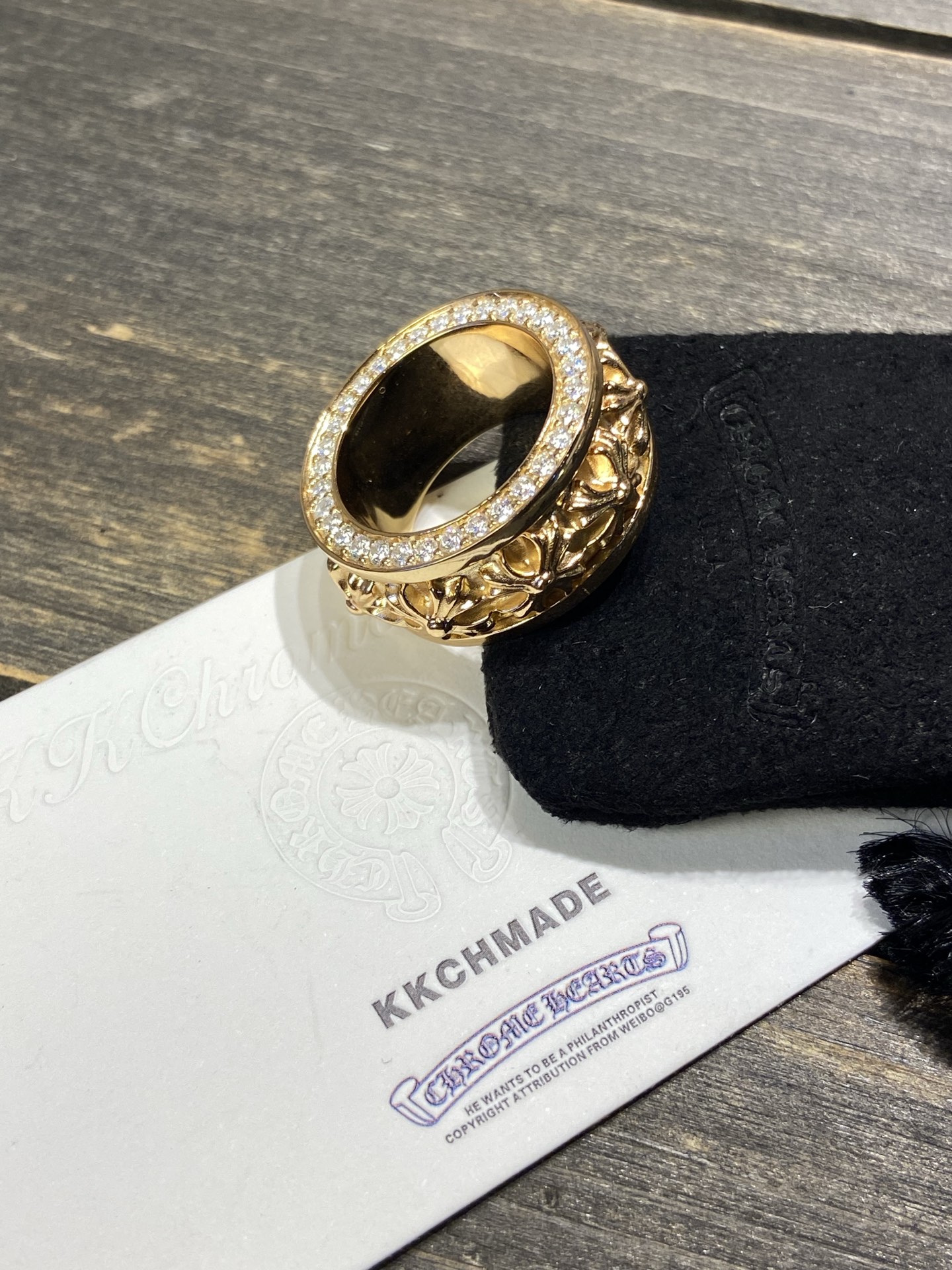 Ring, Custom Gold-Plated Diamond Setting