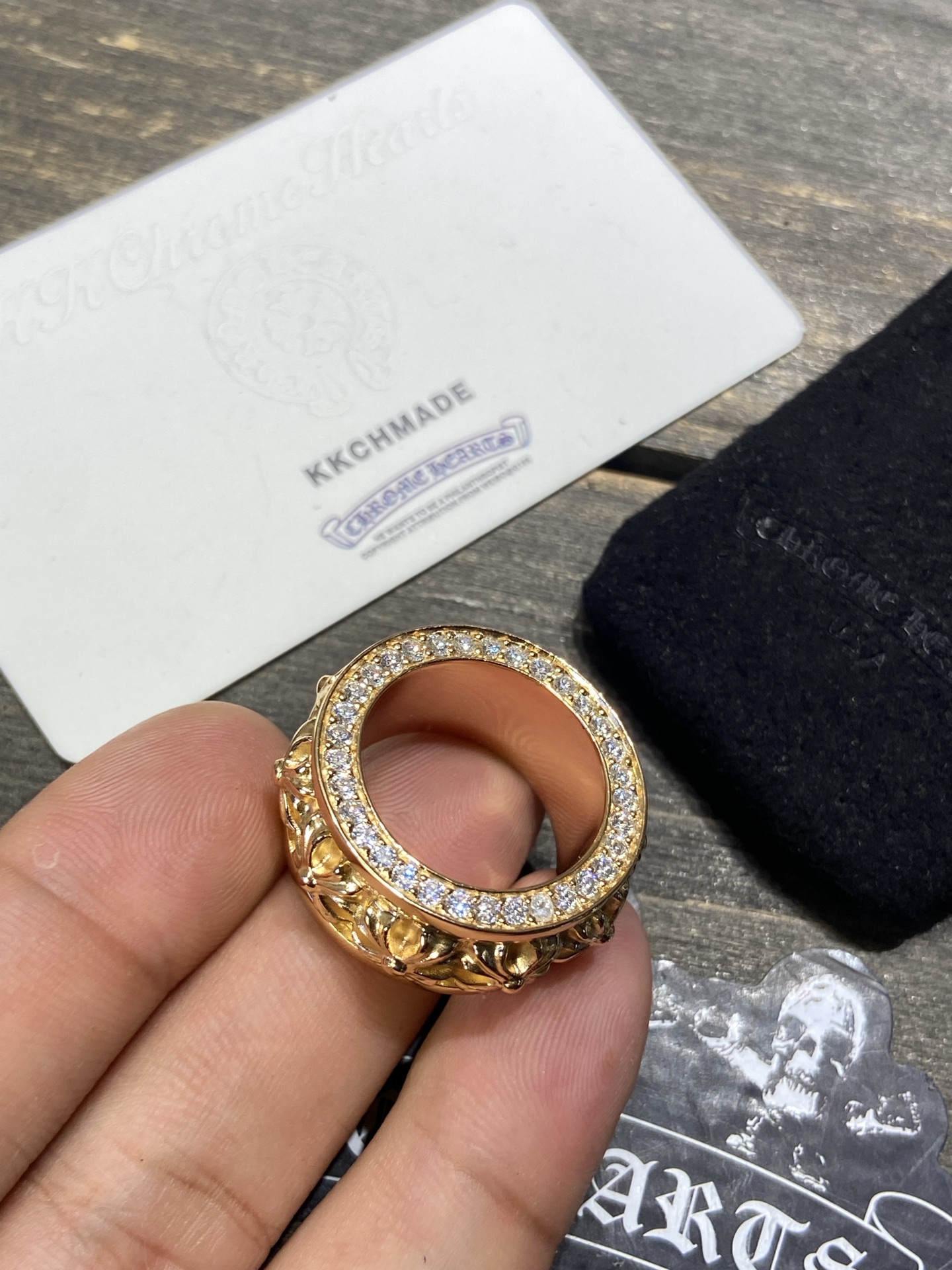 Ring, Custom Gold-Plated Diamond Setting
