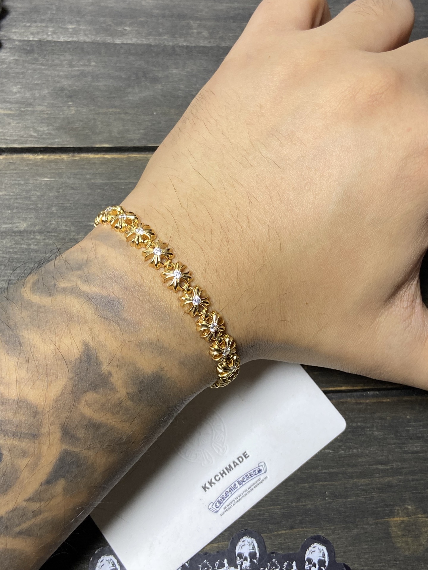 Custom Gold-Plated Diamond Setting, Bracelet Bangle