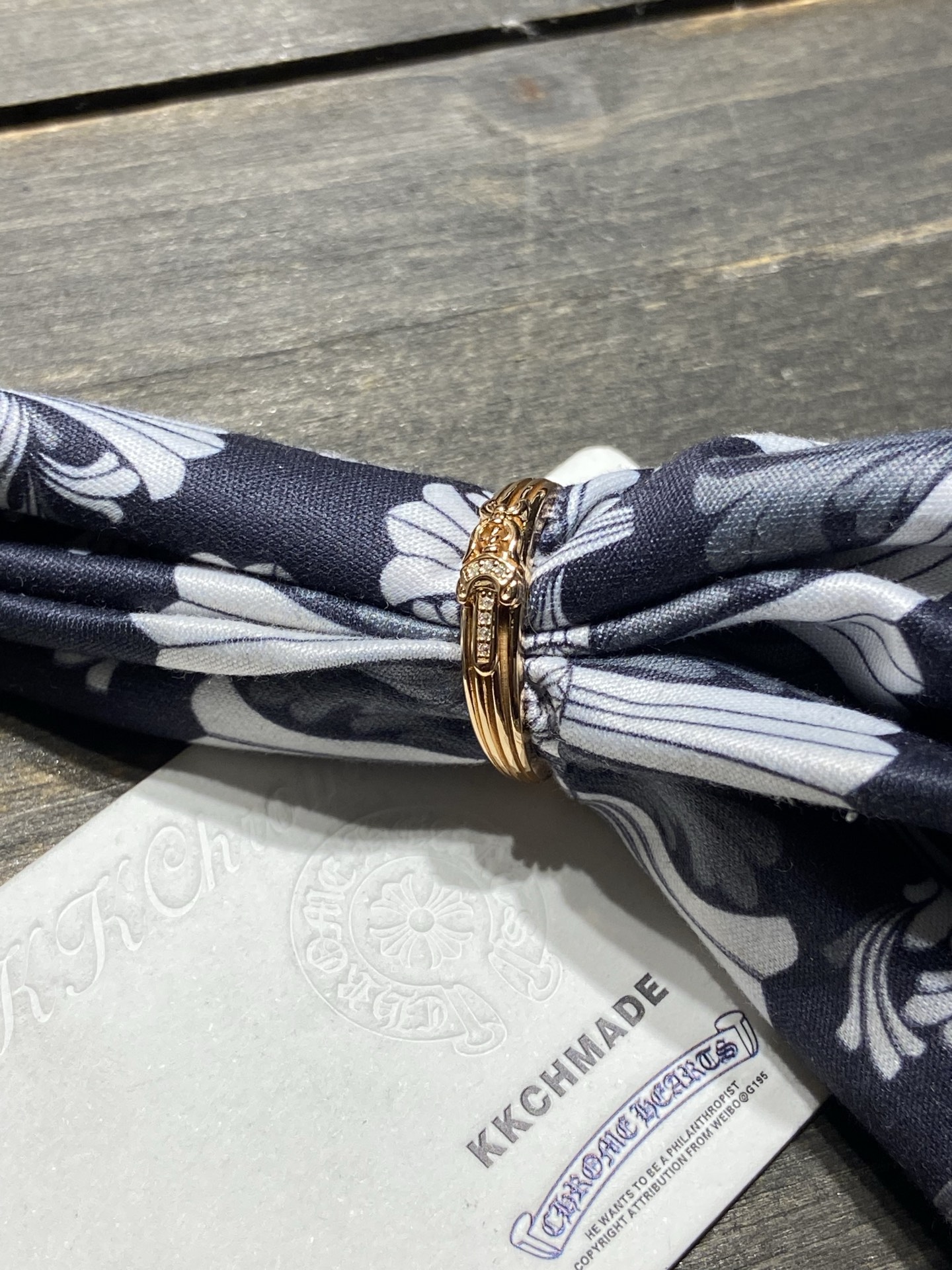Ring, Custom Gold-Plated Diamond Setting