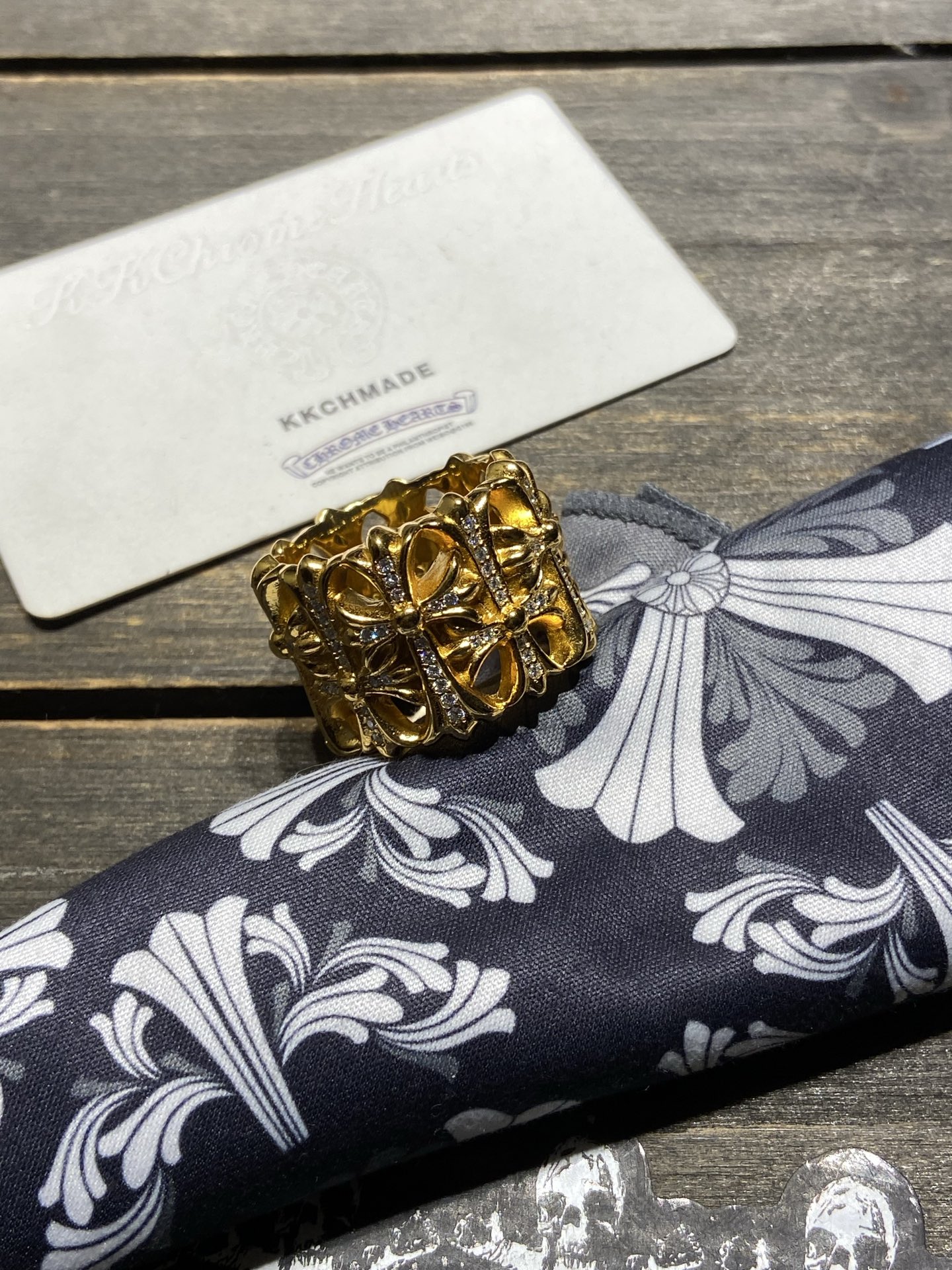 Ring, Custom Gold-Plated Diamond Setting