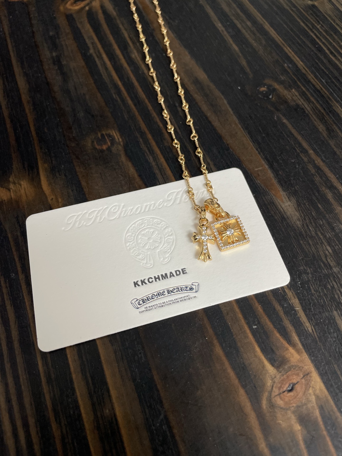 Custom Gold-Plated Diamond Setting, Necklace Pendant