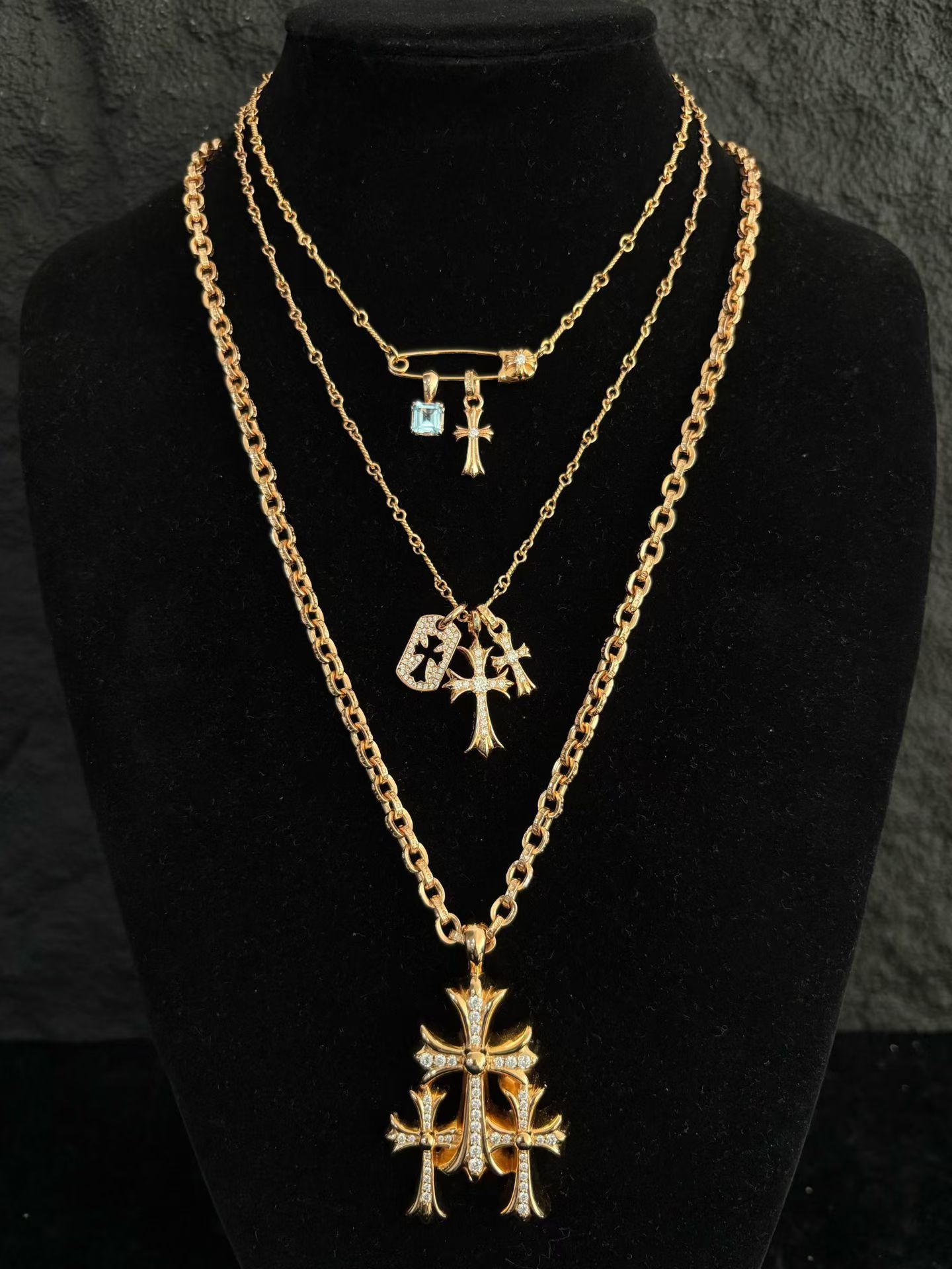 Custom Gold-Plated Diamond Setting, Necklace Pendant