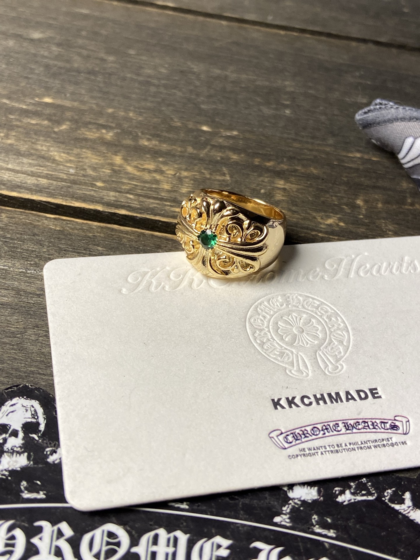 Ring, Custom Gold-Plated Diamond Setting