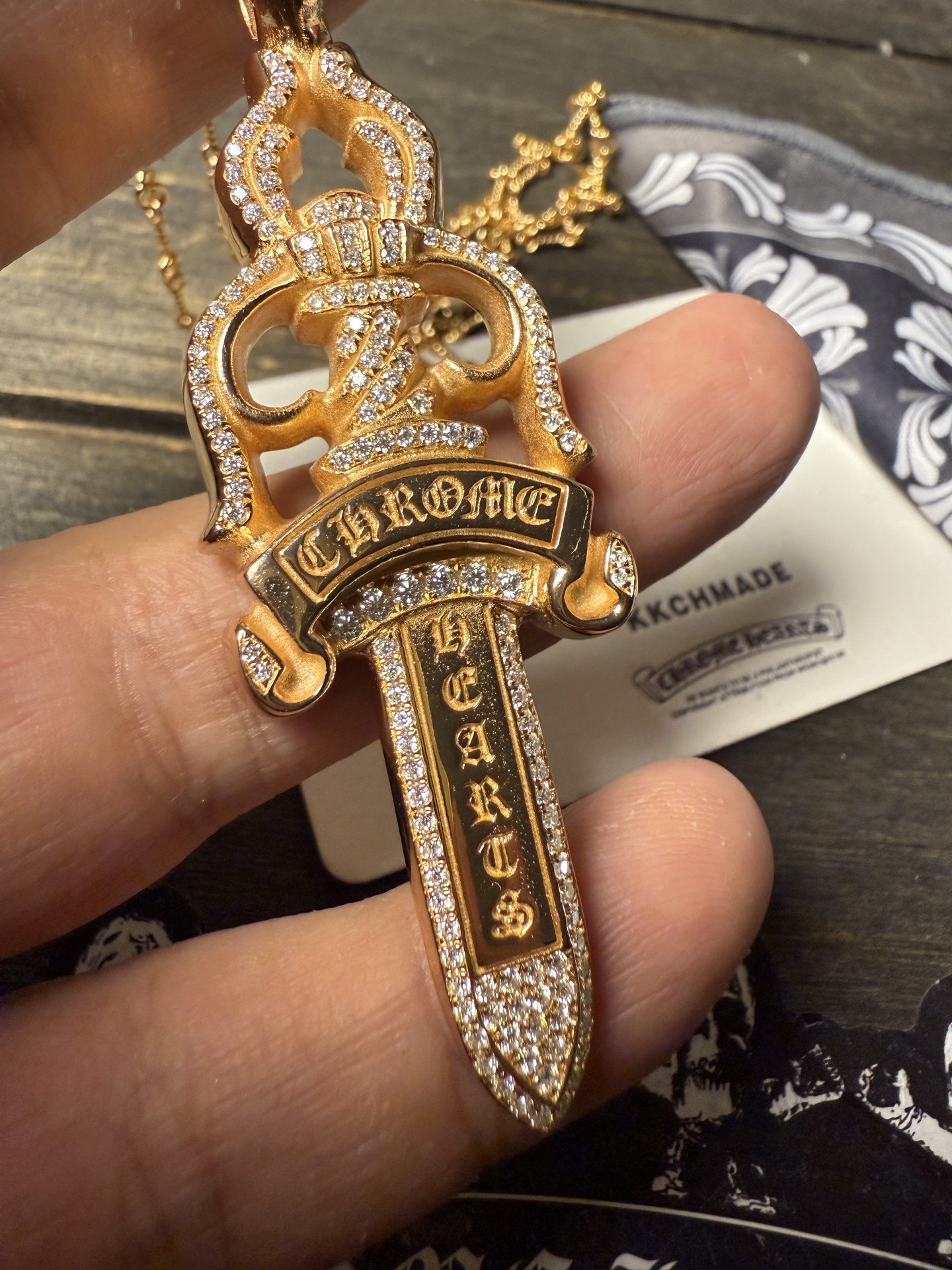 Custom Gold-Plated Diamond Setting, Necklace Pendant