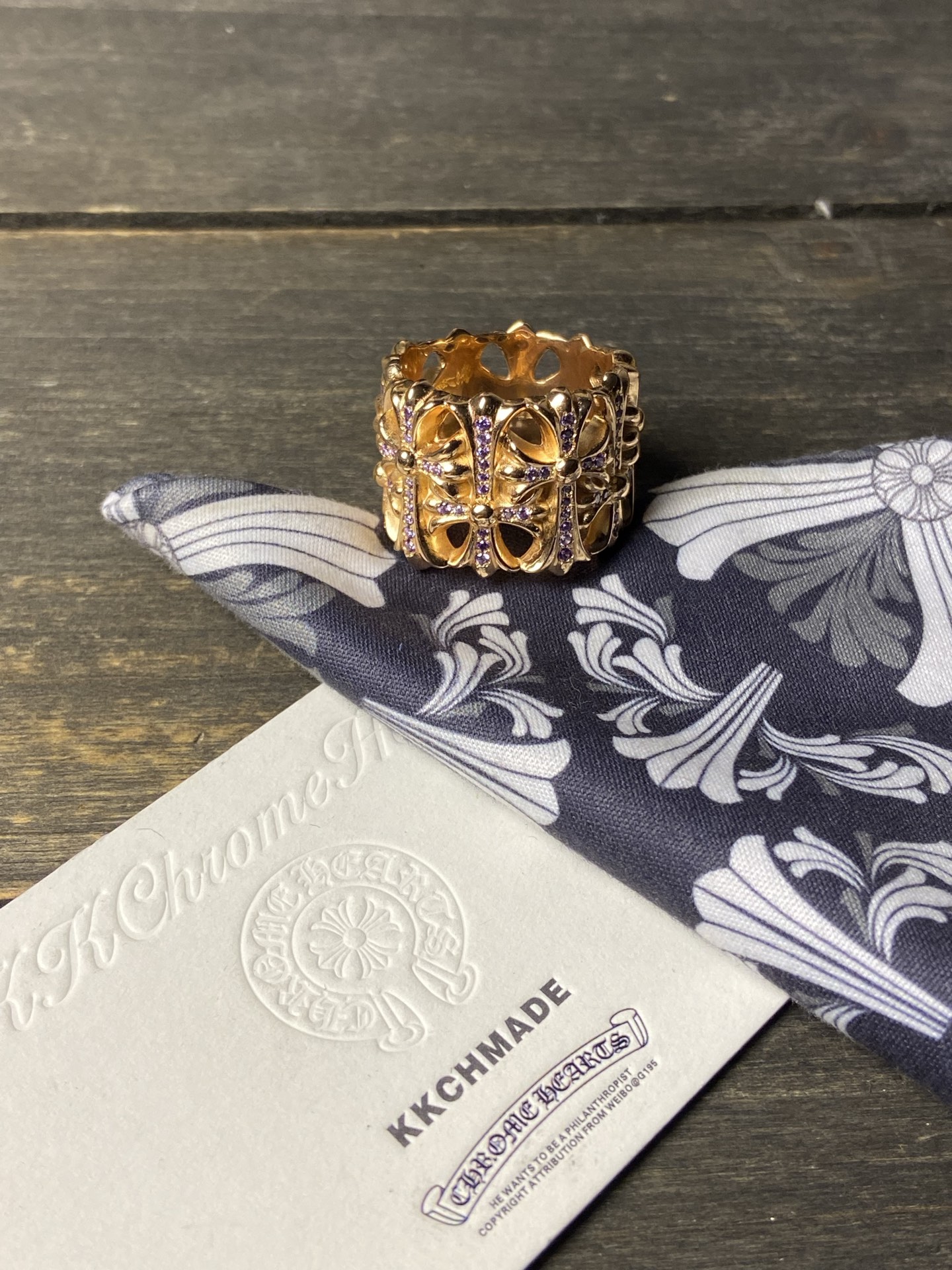 Ring, Custom Gold-Plated Diamond Setting