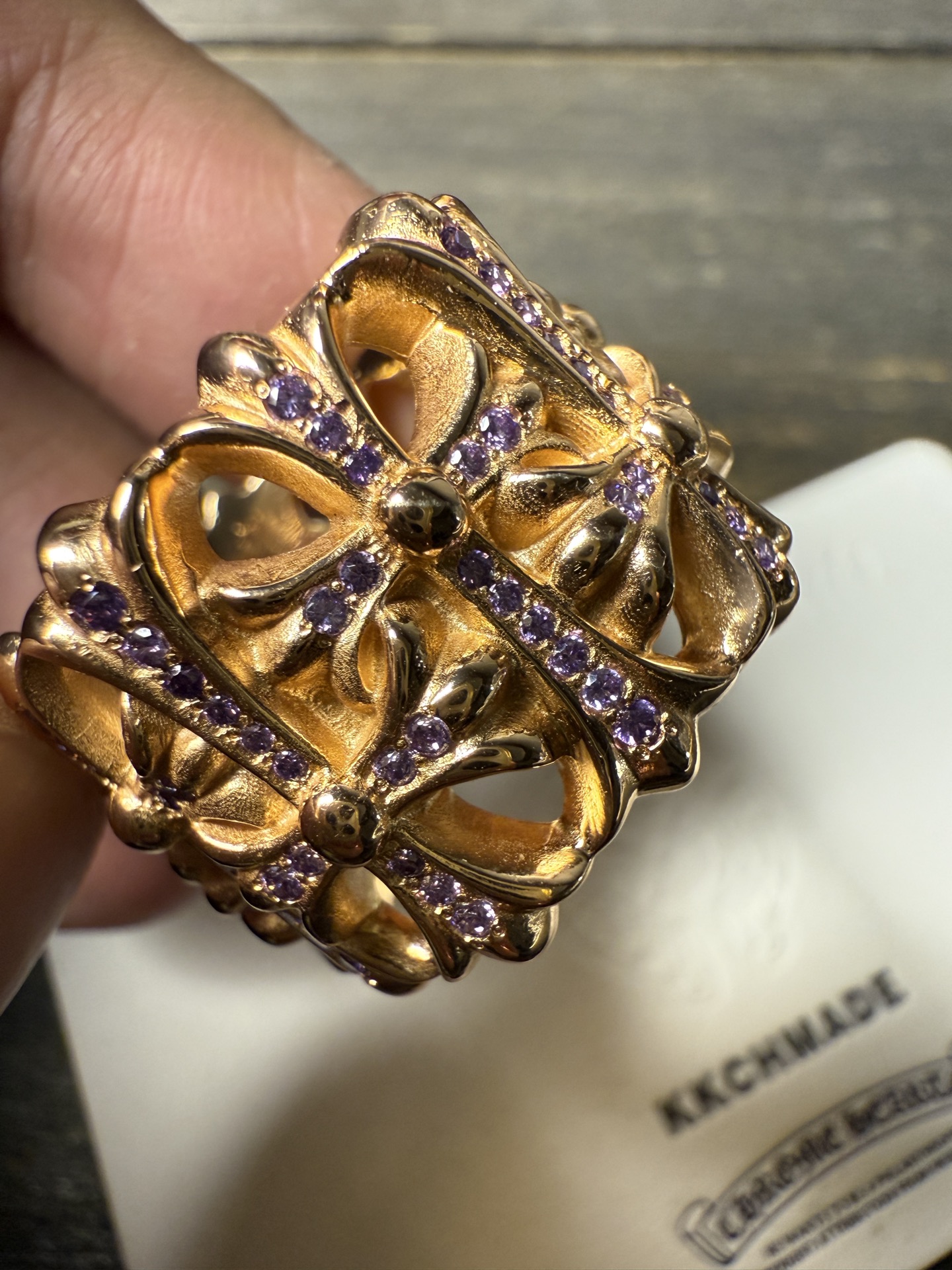Ring, Custom Gold-Plated Diamond Setting