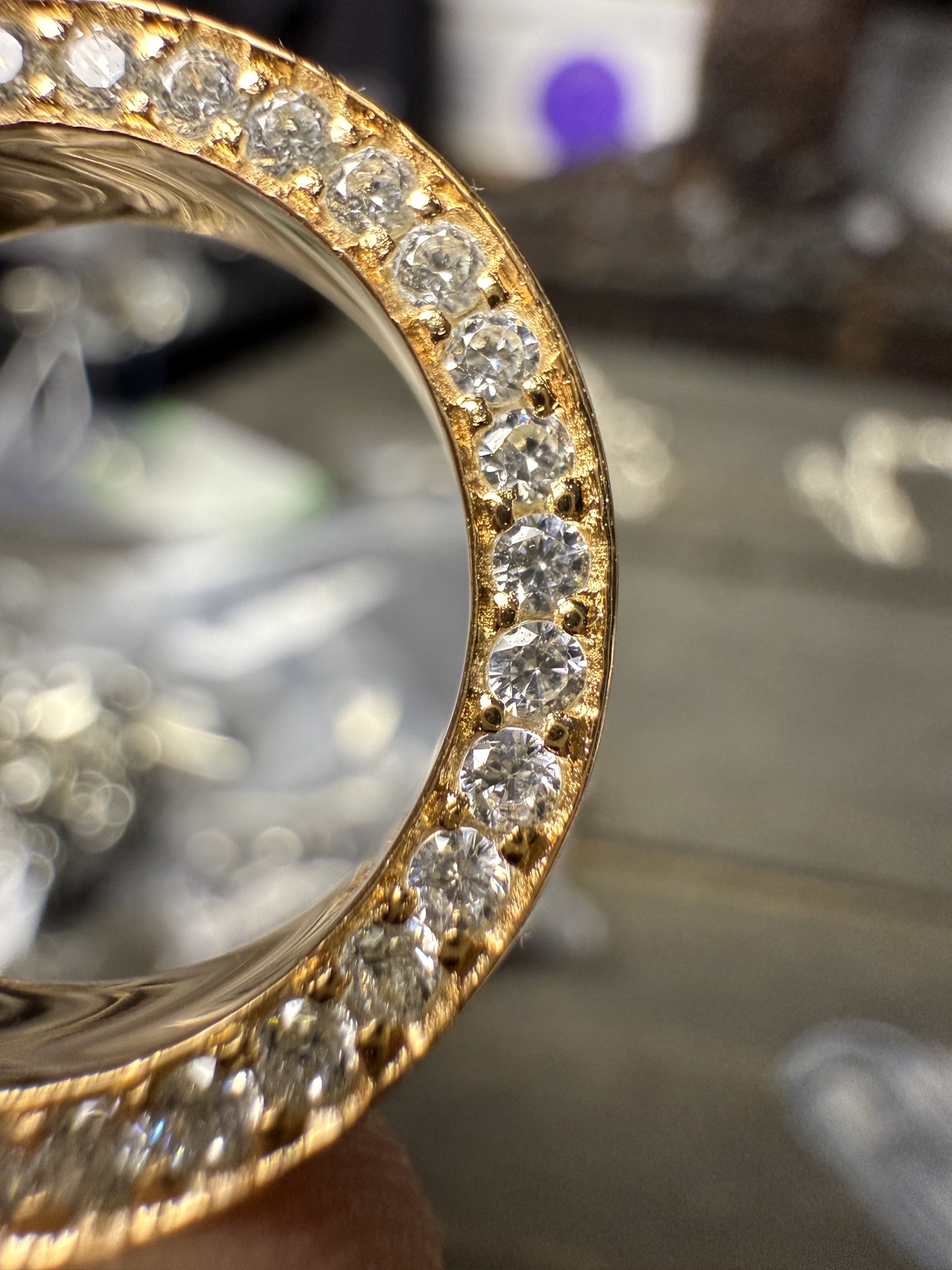 Ring, Custom Gold-Plated Diamond Setting