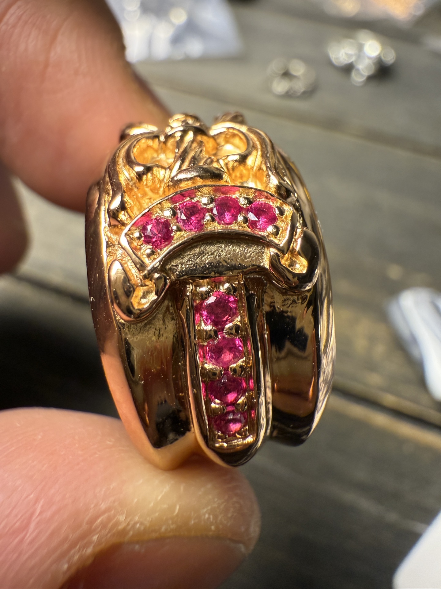 Ring, Custom Gold-Plated Diamond Setting