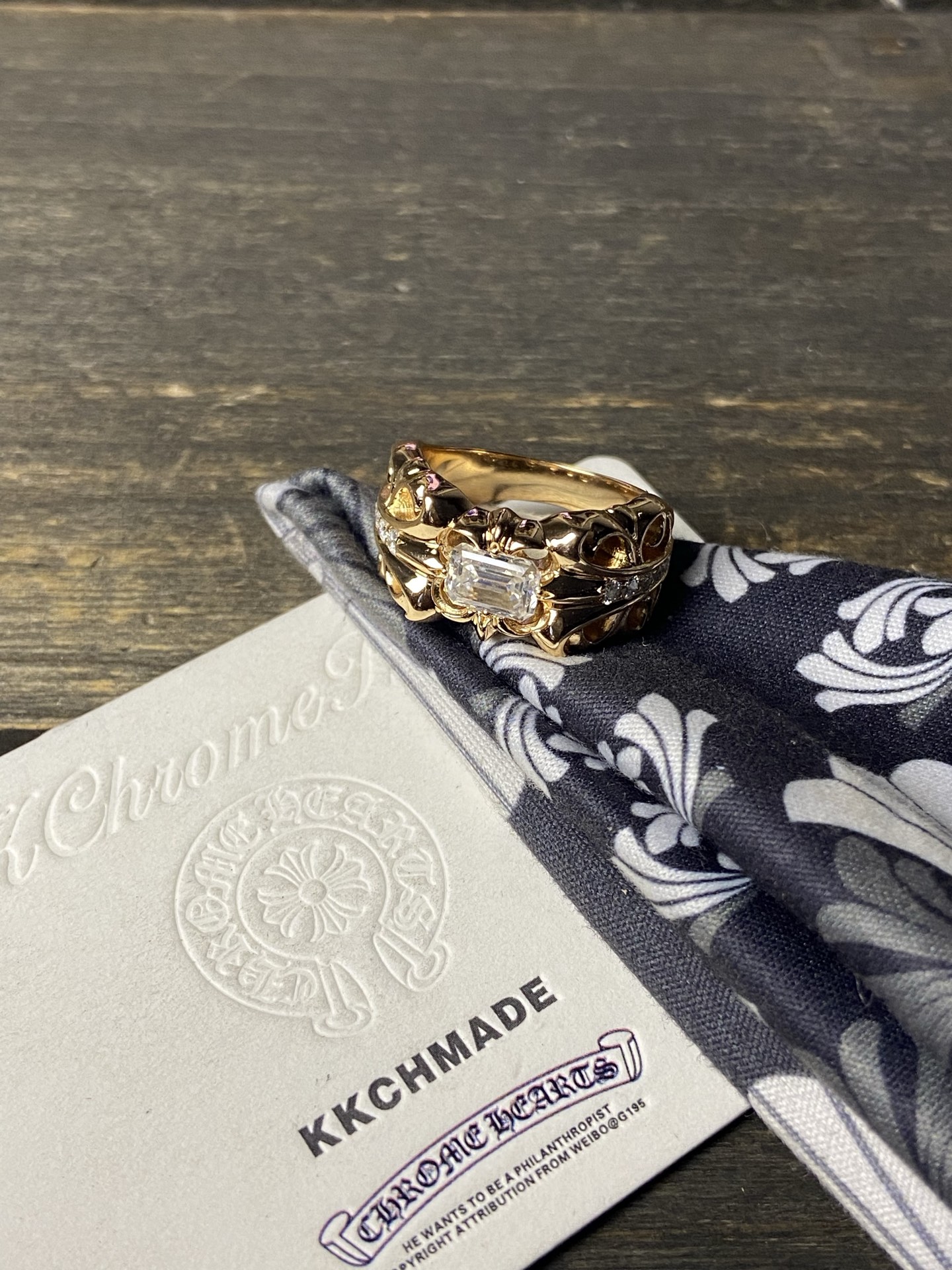 Ring, Custom Gold-Plated Diamond Setting