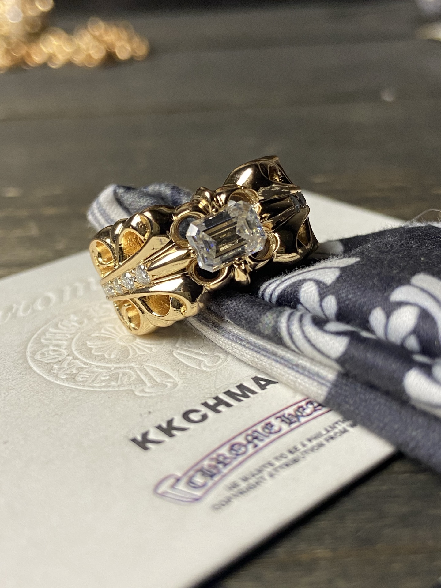 Ring, Custom Gold-Plated Diamond Setting
