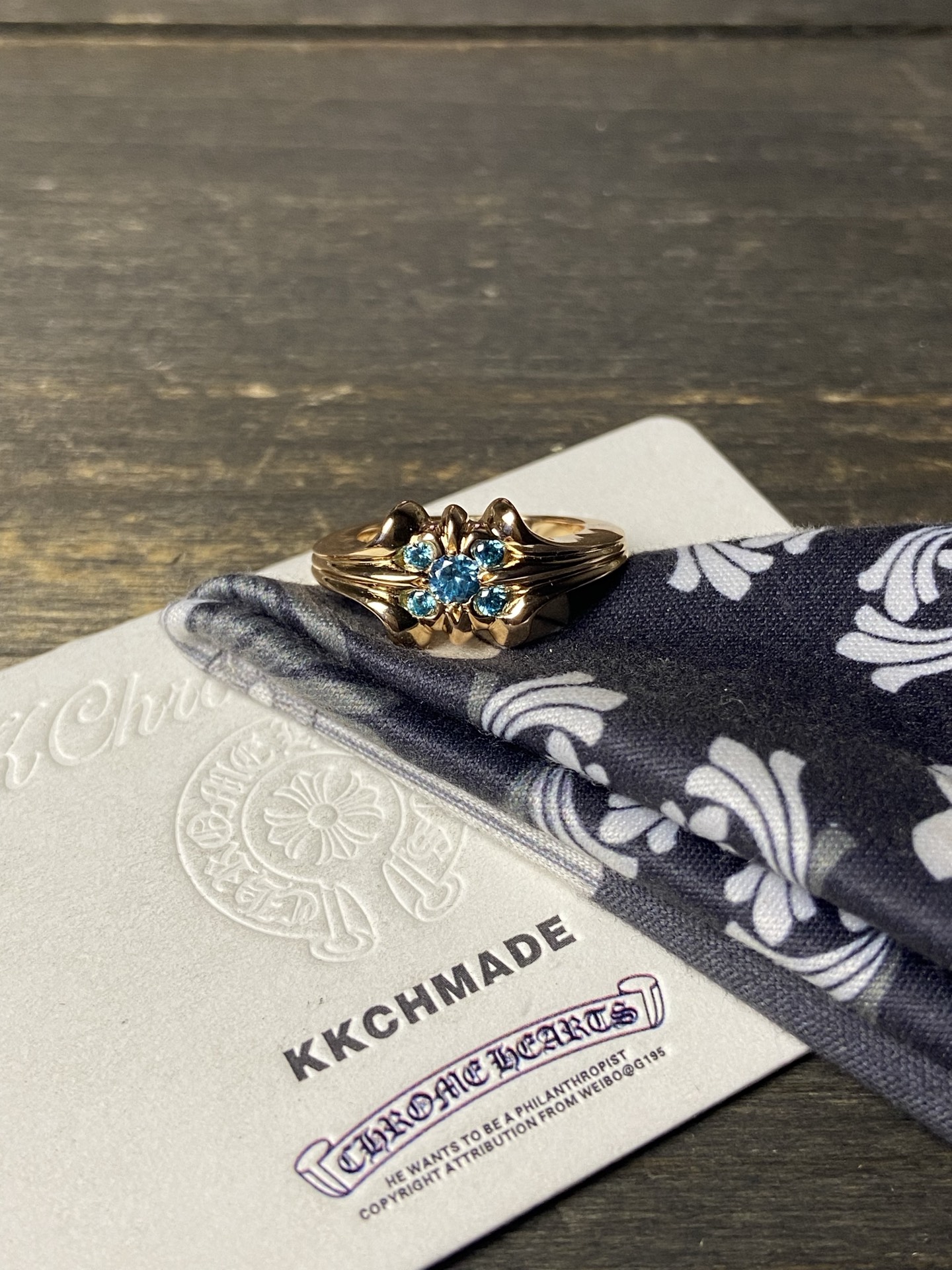 Ring, Custom Gold-Plated Diamond Setting